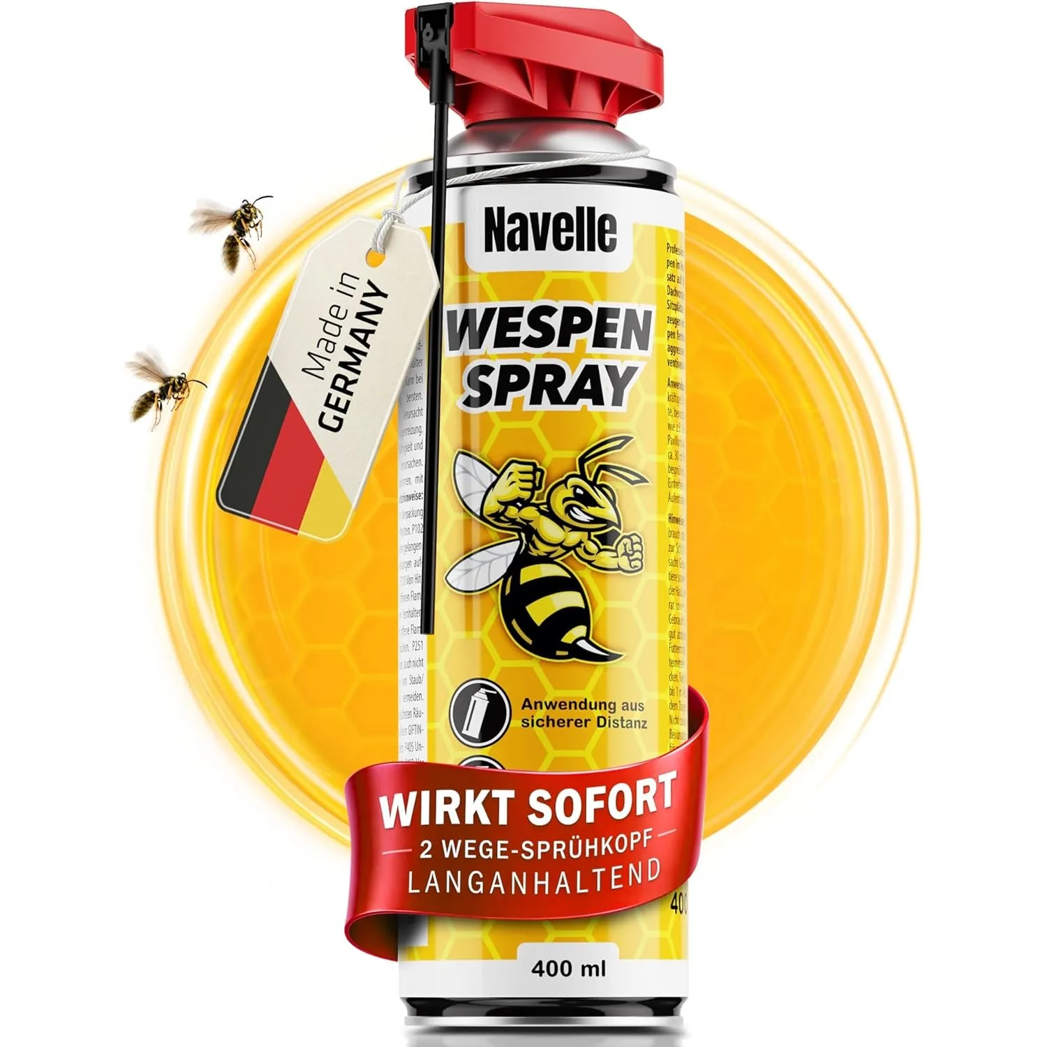 Navelle Wespenspray – Effektive Wespenabwehr & Nestbau-Stopp – Profi 2-Wege Sprühkopf für Präzision & Reichweite – 400m…
