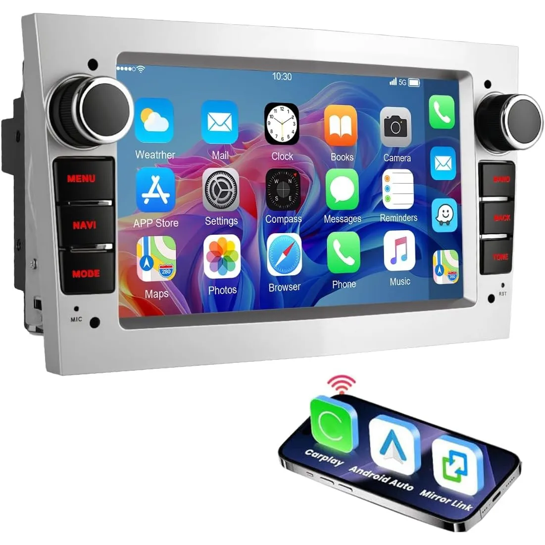 ESSGOO 7" 4+64G Android 15 autoradio Wireless CarPlay Android Auto für Opel