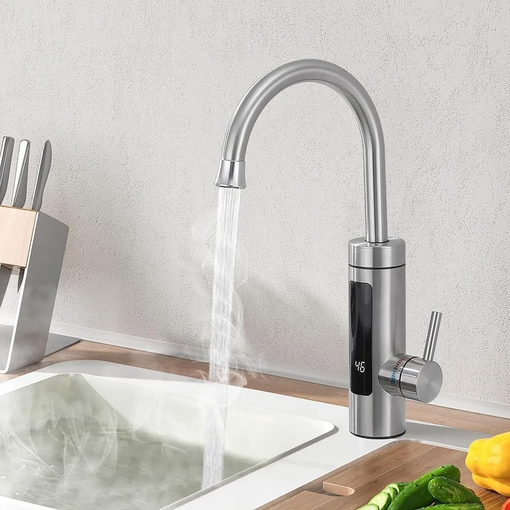 HOMELODY Elektrischer Wasserhahn mit Durchlauferhitzer 230V, Durchlauferhitzer Küche LED Elektrischer Küchenarmatur Ede…