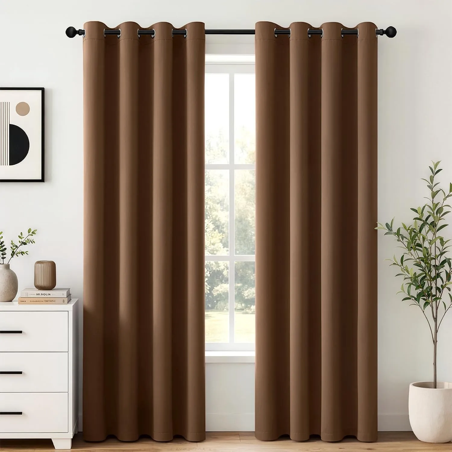 MIULEE Verdunklungsvorhänge Thermo Blickdicht Ösen 2er Set 140x235cm Braun