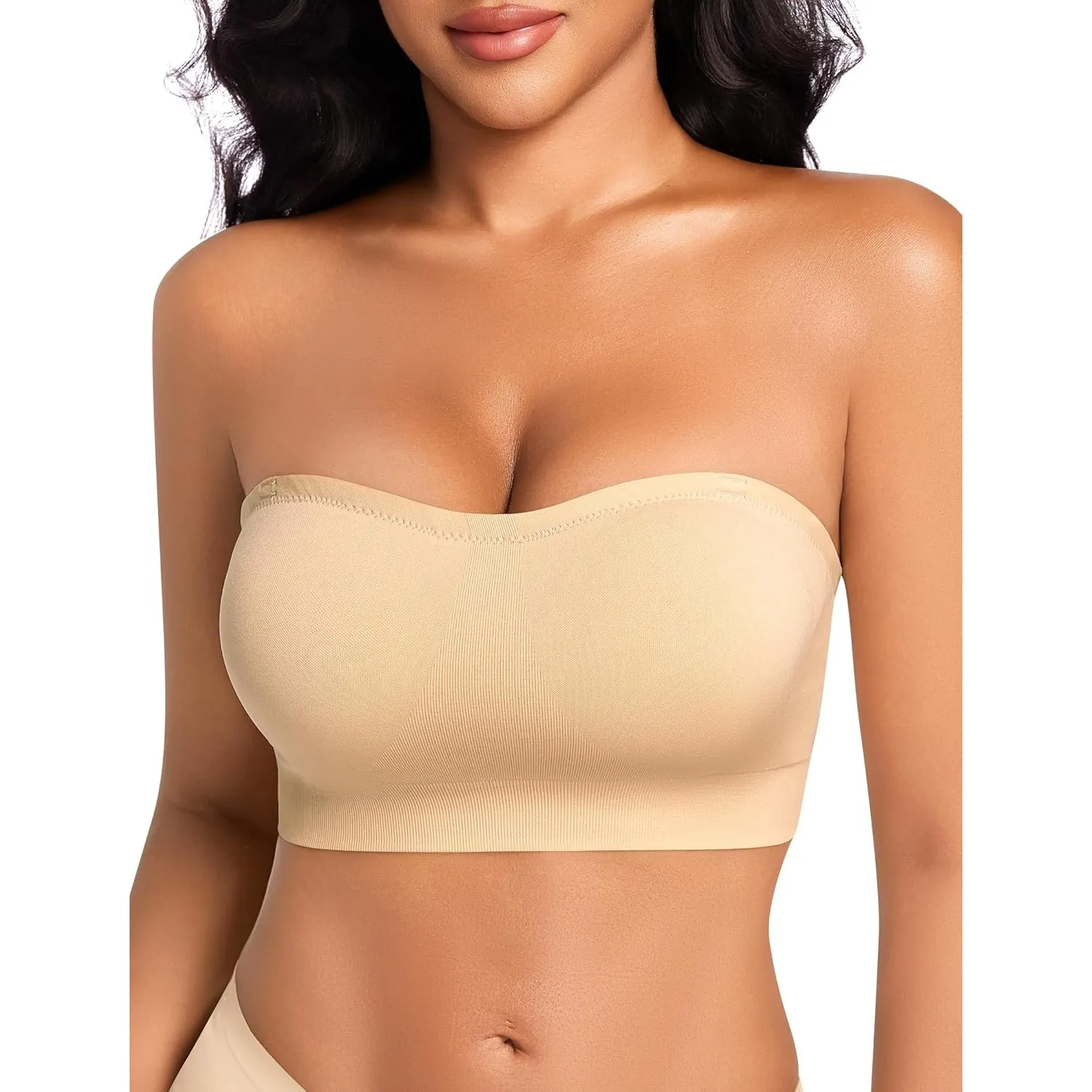 Trägerloser BH Damen ohne Bügel Push Up Bandeau BH ohne Träger Nahtloser BH Trägerlos Seamless Strapless Bra Tube Top G…