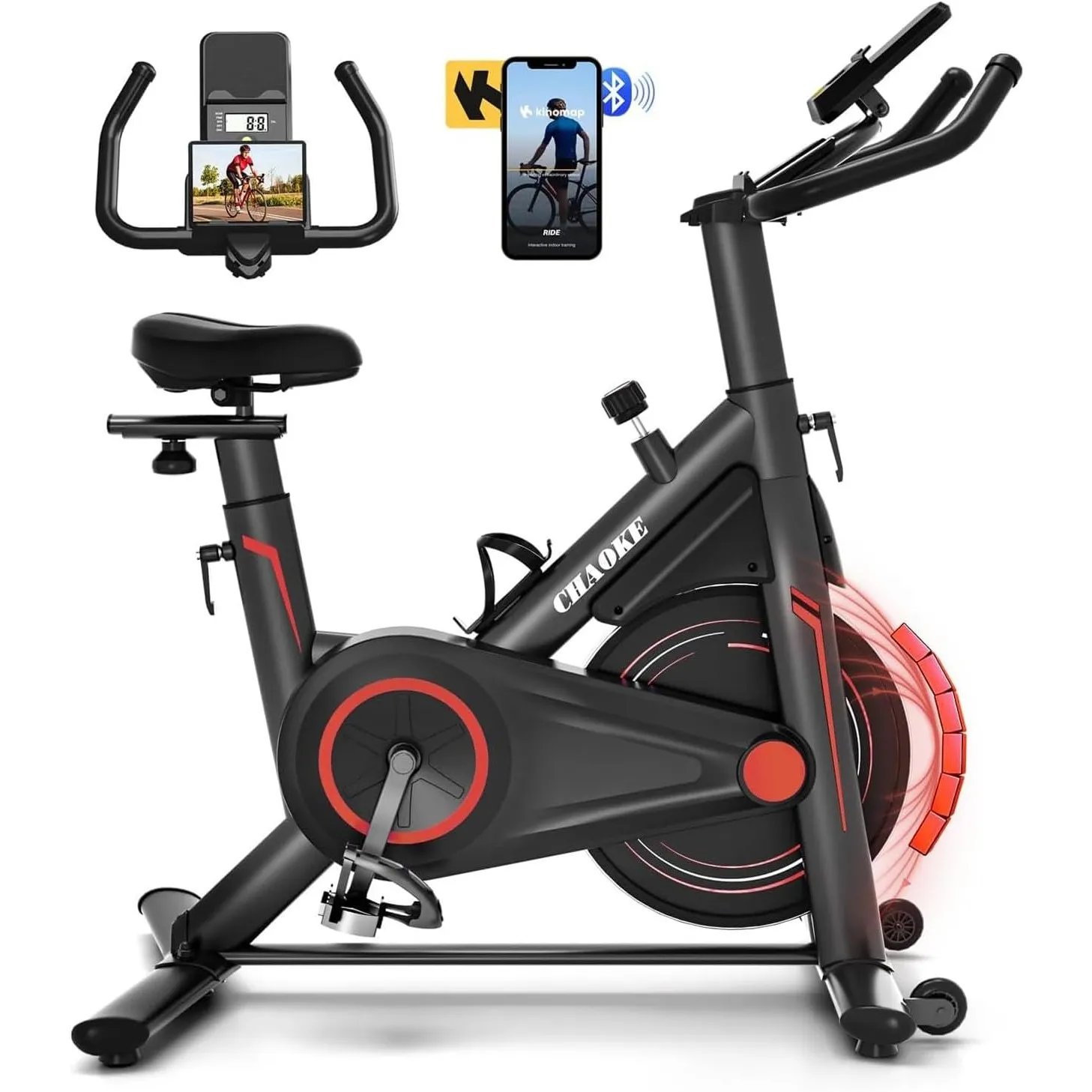 Heimtrainer Fahrrad mit App, CHAOKE Profi Ultra-Leiser Indoor-Hometrainer mit Magnetwiderstand, Ergometer Heimtrainer m…