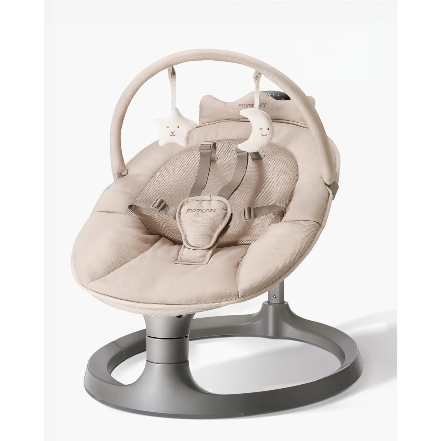 Momcozy 2-in-1 Elektrische Babywippe, 4 Bewegungen & 4 Geschwindigkeiten, Doppelarm-Struktur, 2 Liegepositionen, Wiegen…