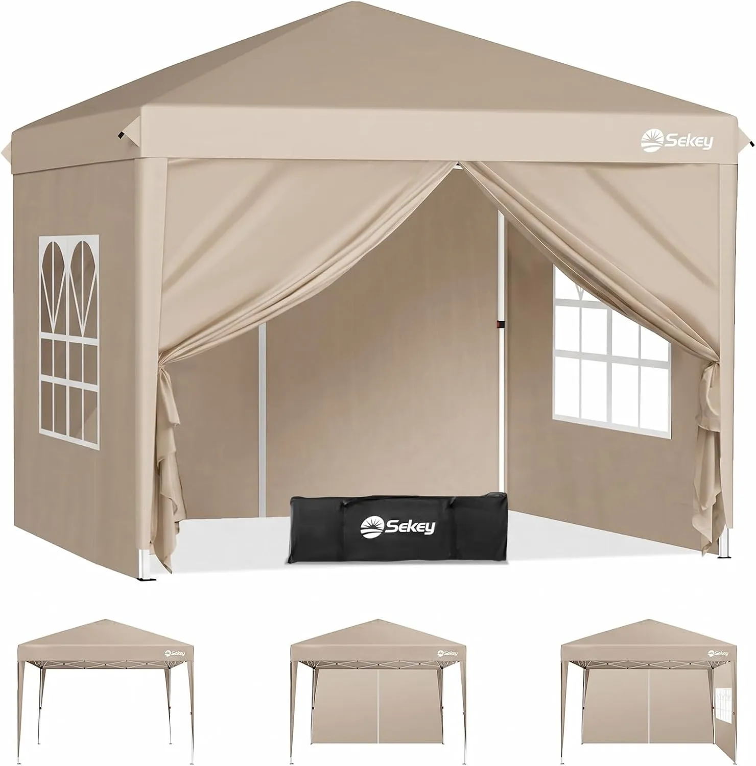 Sekey Premium Pop Up Gazebo 3 x 3 cm Waterproof Stable, 3 x 3 m Gazebo with Side Walls, Folding Gazebo Party Tent Folda…