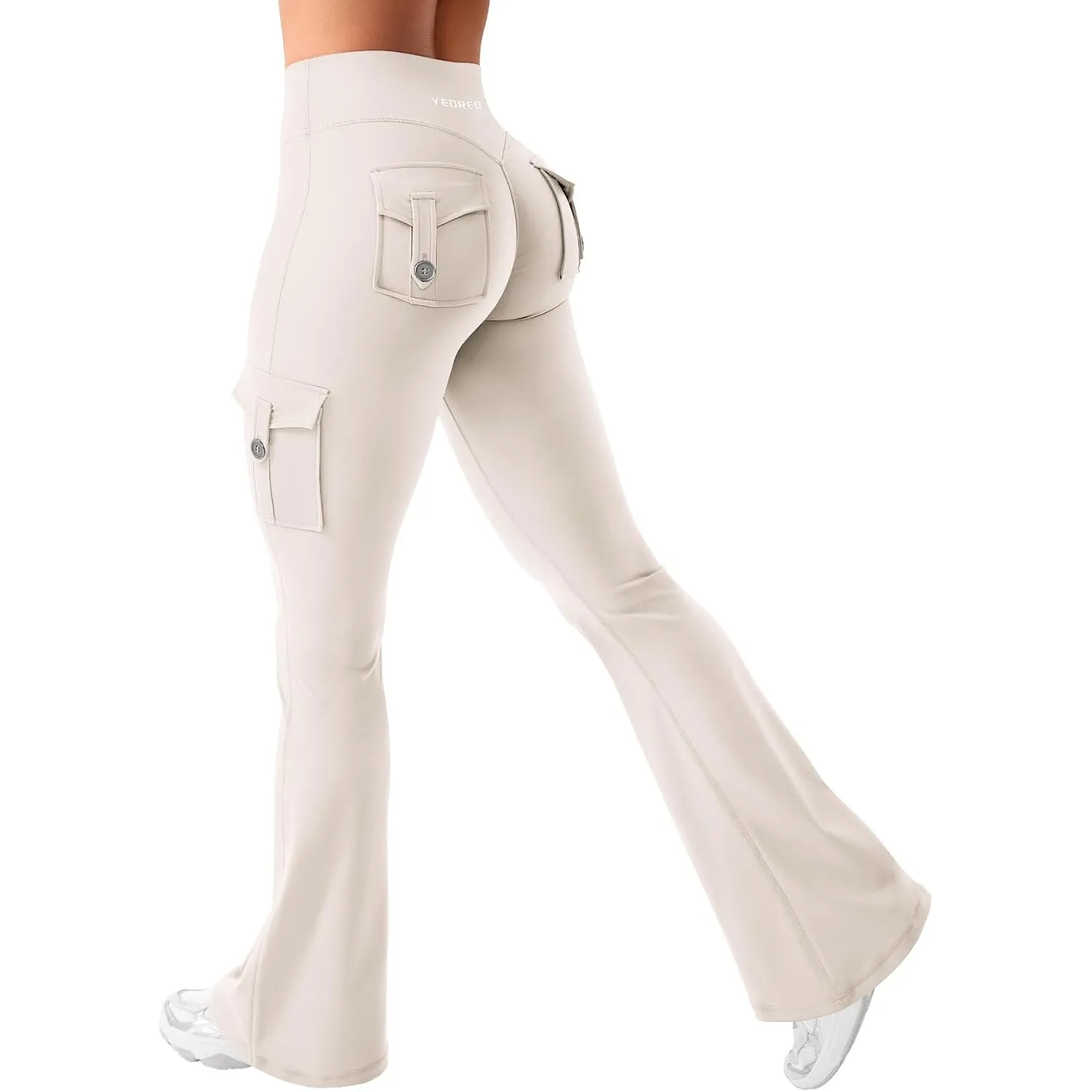 YEOREO CoreFlex Damen Invisible Scrunch Flare Leggings mit 4 Pockets