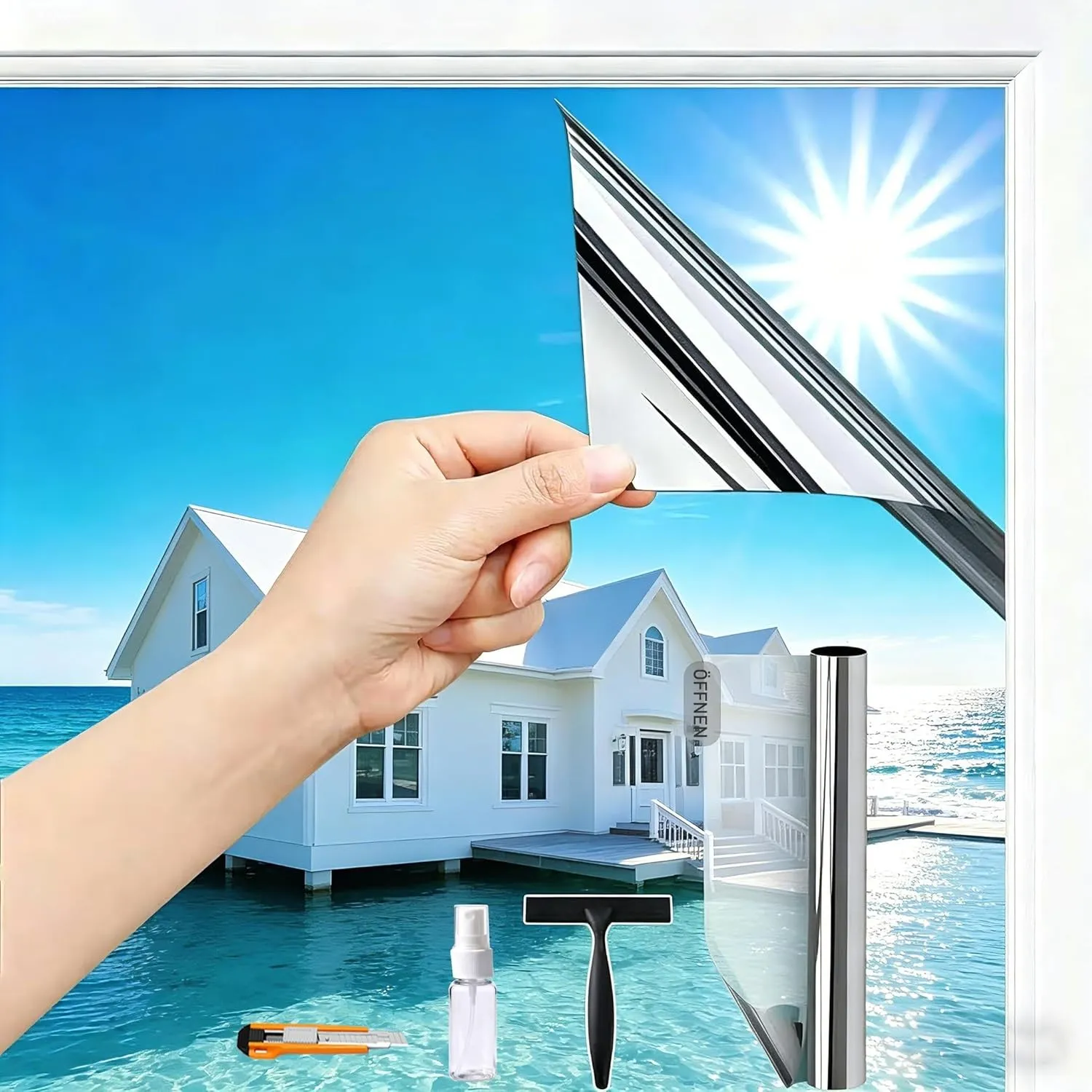 Hitzeschutzfolie Fenster Silber(110X400cm) Sonnenschutzfolie Spiegelfolie UV Folie Sonnenschutz Hitzeschutz innen oder …