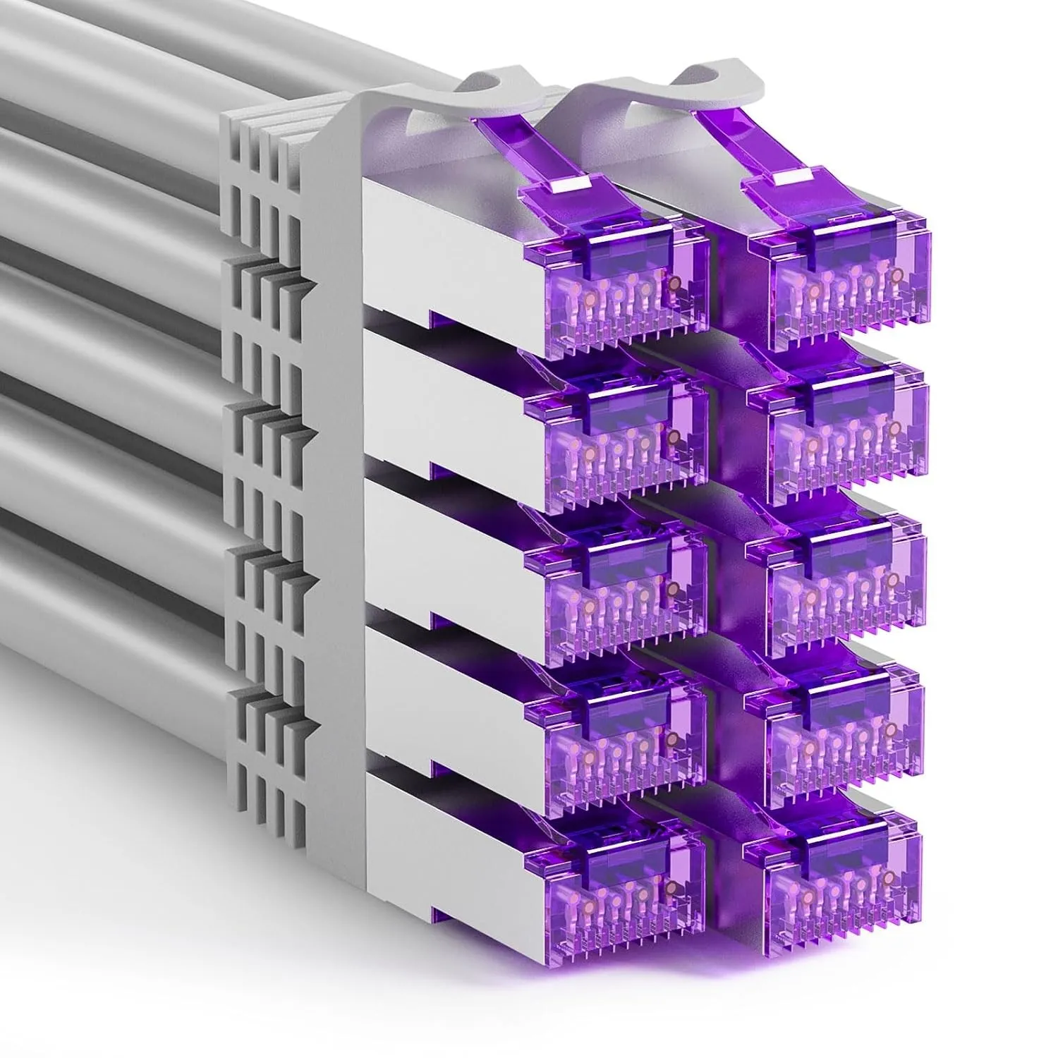 FGB 10 Gbps Patchkabel 0,25m x10, RJ45 Netzwerkkabel CAT 7- Grau