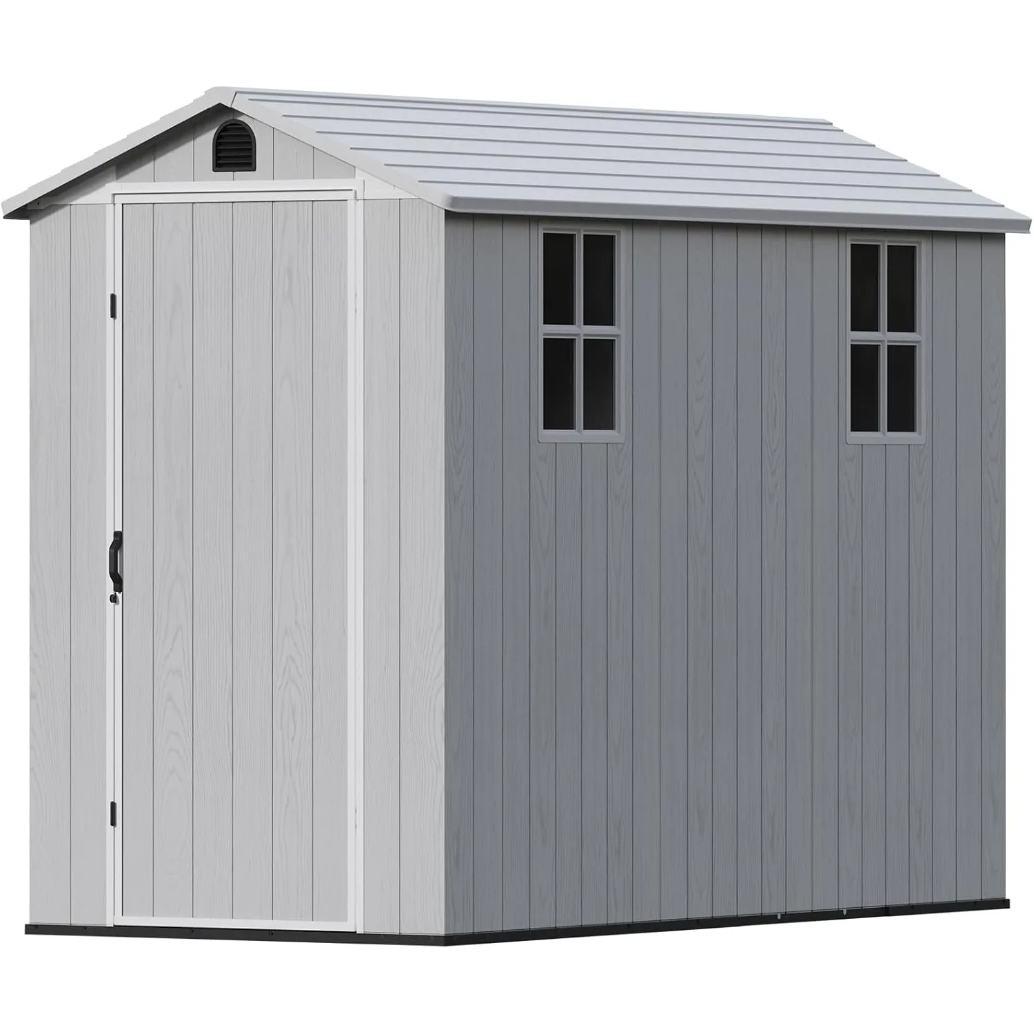 Devoko Gartenhaus Kunststoff 116x252x196 cm Gerätehaus mit Boden, Hellgrau