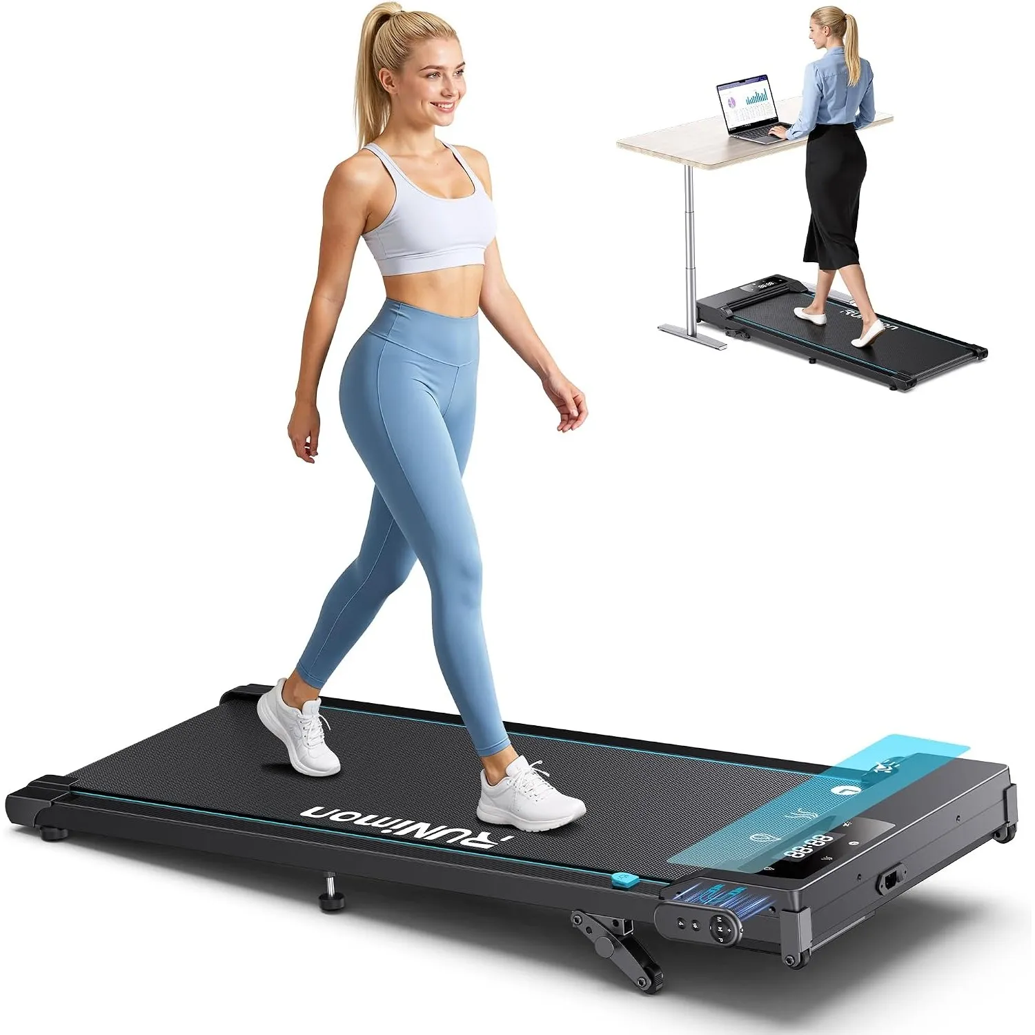 Walking Pad mit Steigung 9%, 5-IN-1 Walking Pad Laufband Schreibtisch, Laufband für Zuhause klein Mit 2,75PS bürstenlos…