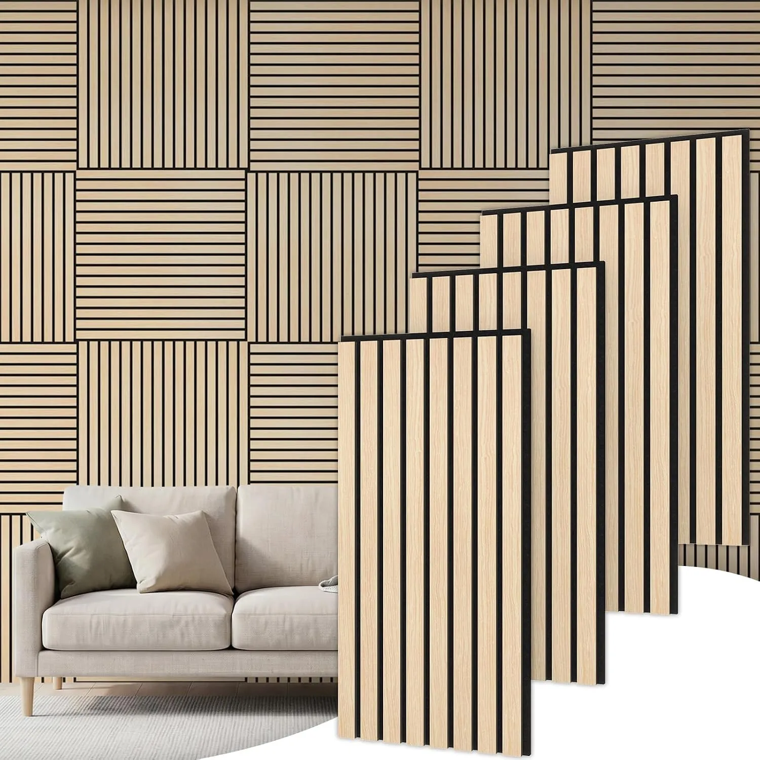 TONOR Holz-Wandpaneele für Innenwand-Deko – 4er-Pack, 60 × 30 cm