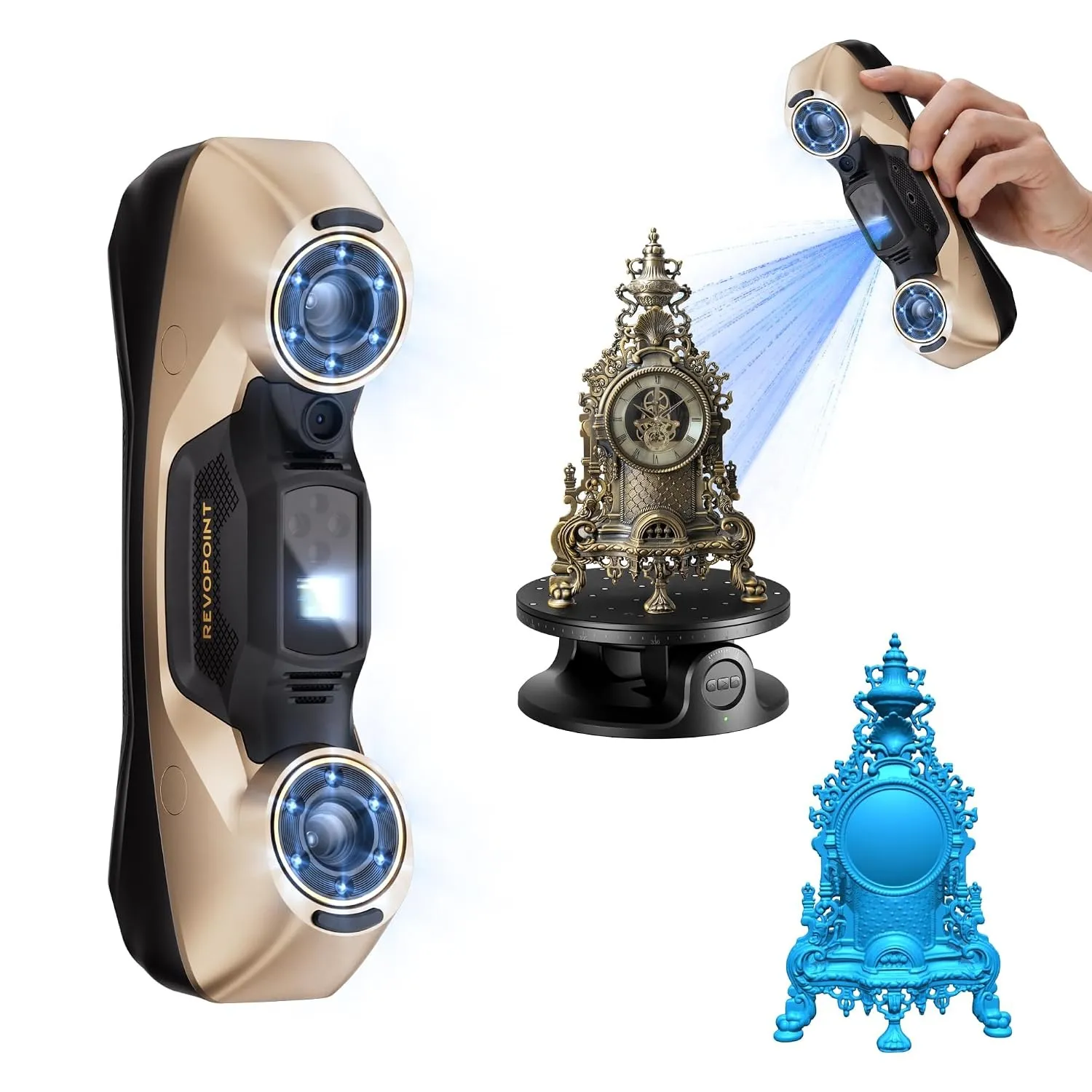 Revopoint MetroY Ultra 3D-Scanner, Blaulaser mit 0,01 mm Präzision, Standard