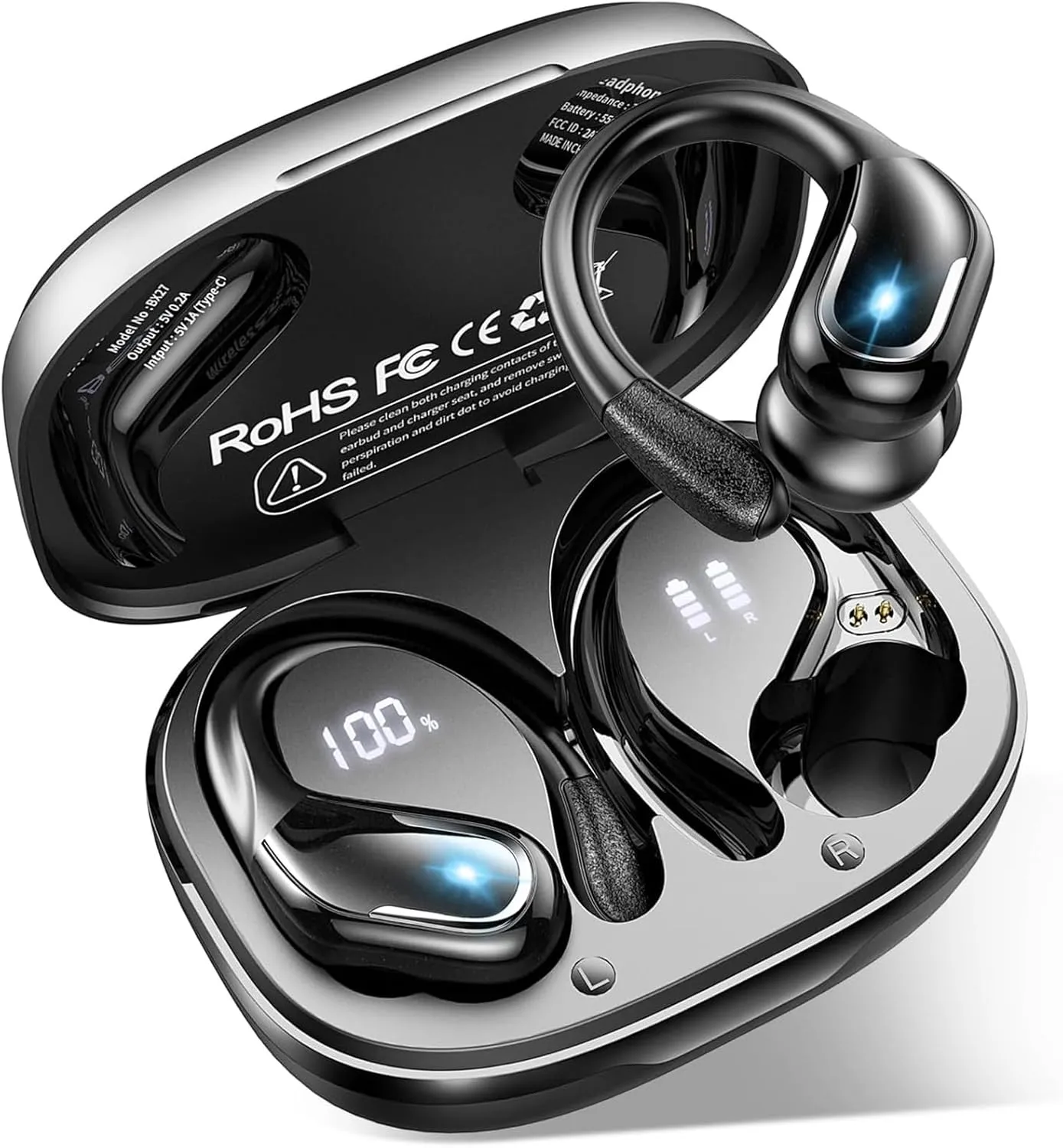 Bluetooth Kopfhörer Sport mit APP, 75Std Kopfhörer Kabellos Bluetooth 5.4, Tiefer Bass Hi-Fi Stereo, IP-X8 Wasserdicht …