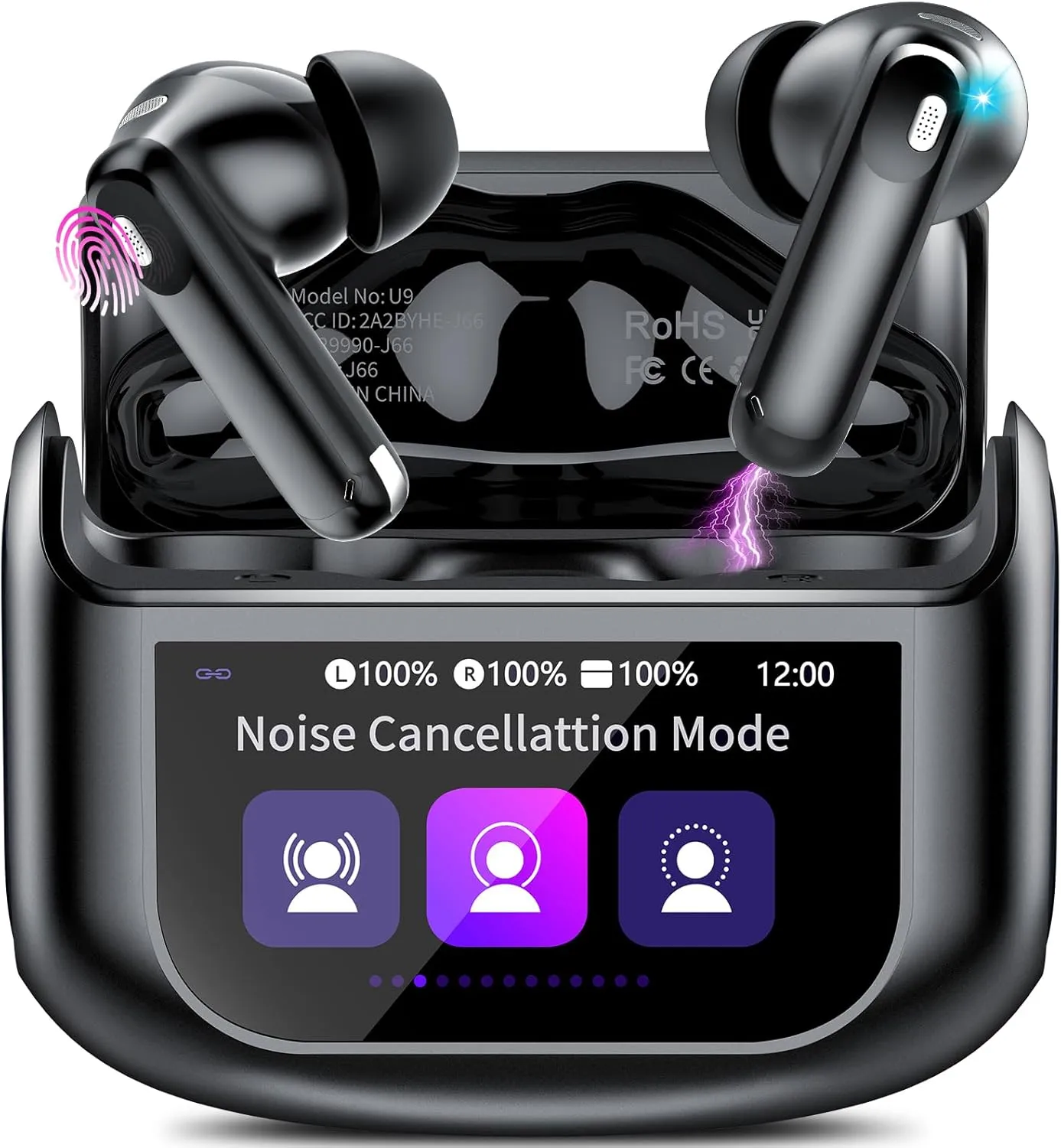 Touchscreen Bluetooth Kopfhörer, 2026 In Ear Kopfhörer Kabellos Bluetooth 5.4 mit ANC+ENC Noise Cancelling Mic, 48Std S…