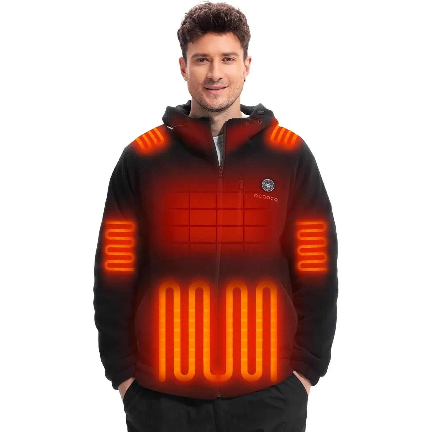 Beheizbare Jacke Herren Fleece mit 16000mAh Akku, Heizjacke Herren