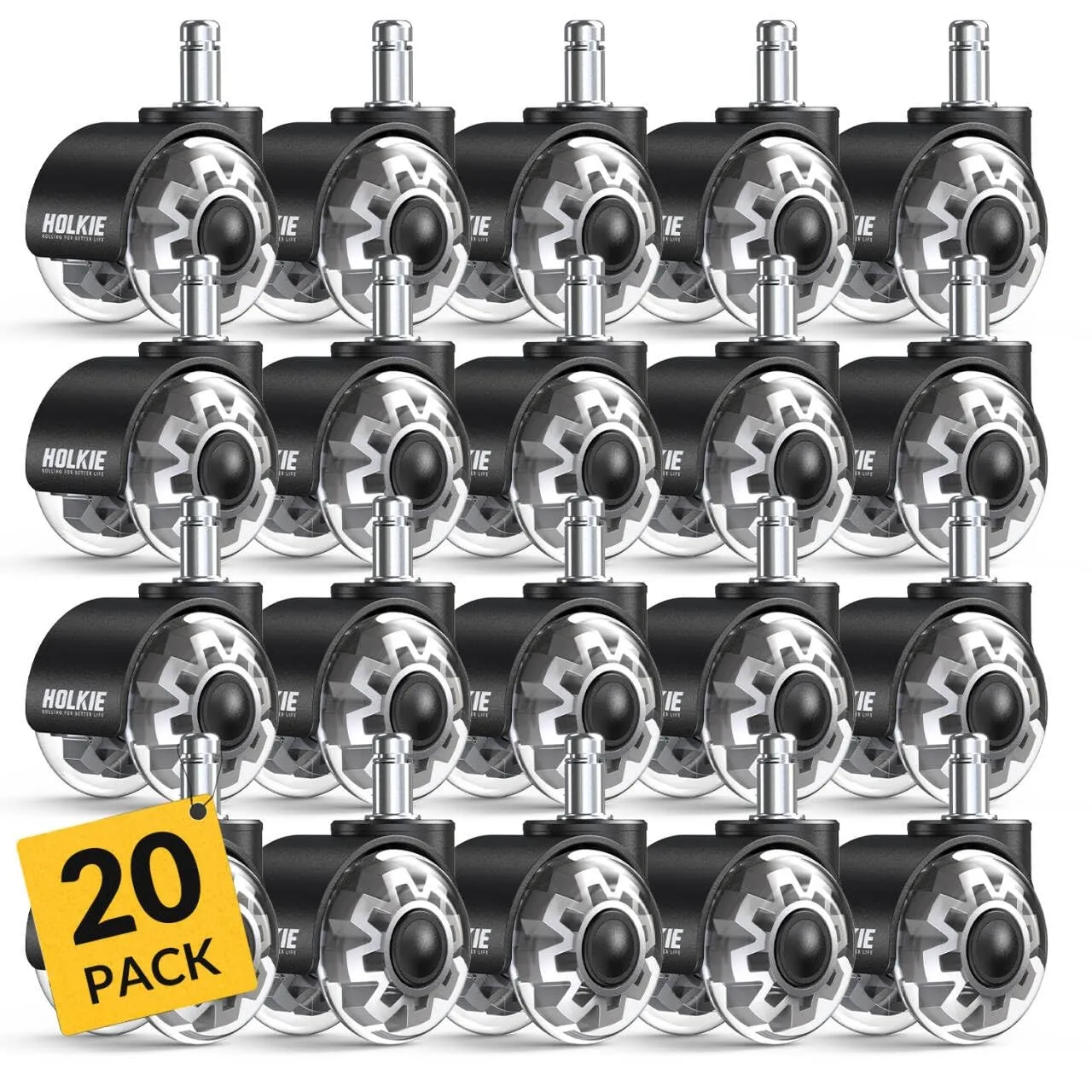 HOLKIE Bürostuhl Rollen 11mm 20er Set Grau Gummi Rollen für Bürostühle Schreibtischstuh mit Doppelrädern Stuhlrollen fü…