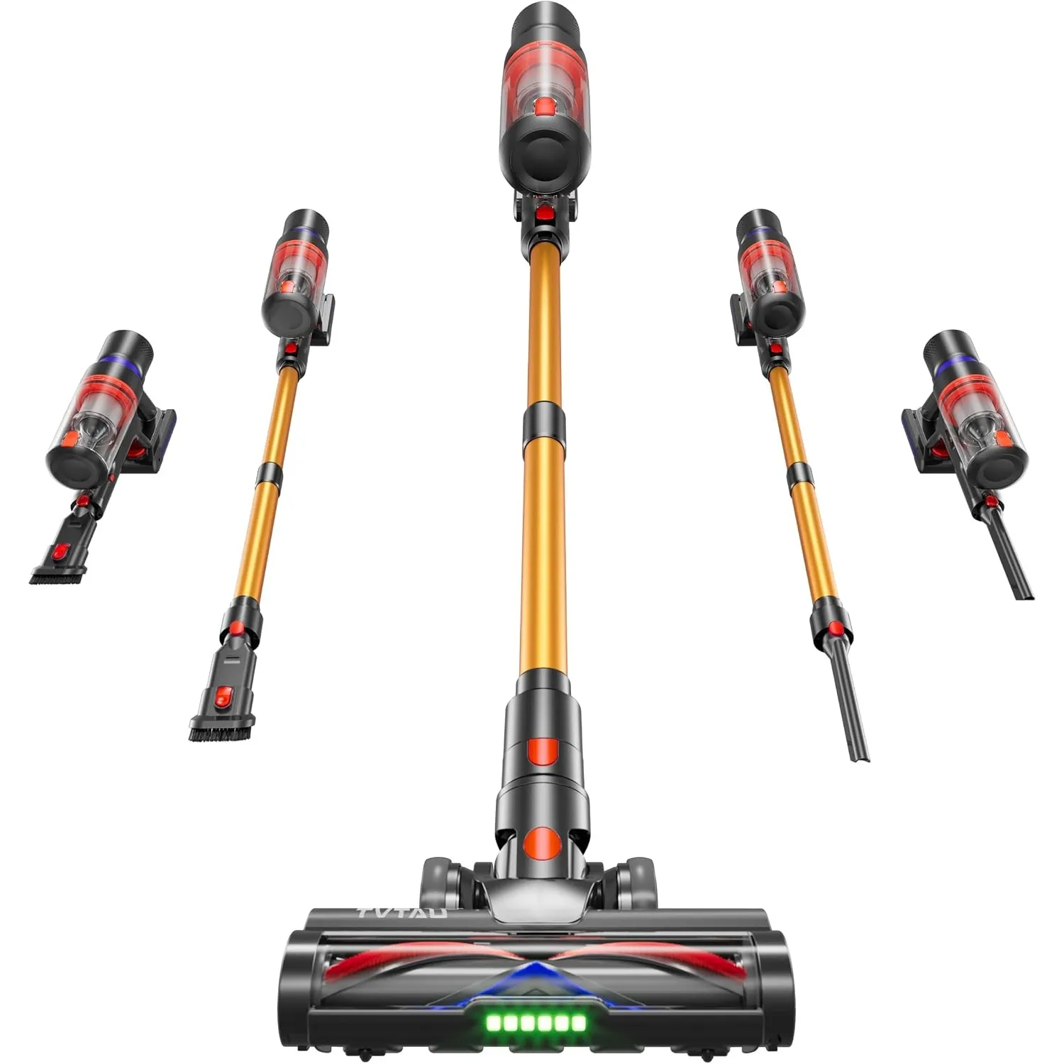 Akku Staubsauger Kabellos 650W 55KPa, 75Min Laufzeit, Selbststehend Akkustaubsauger, 8-in-1 Leichtes Handstaubsauger mi…