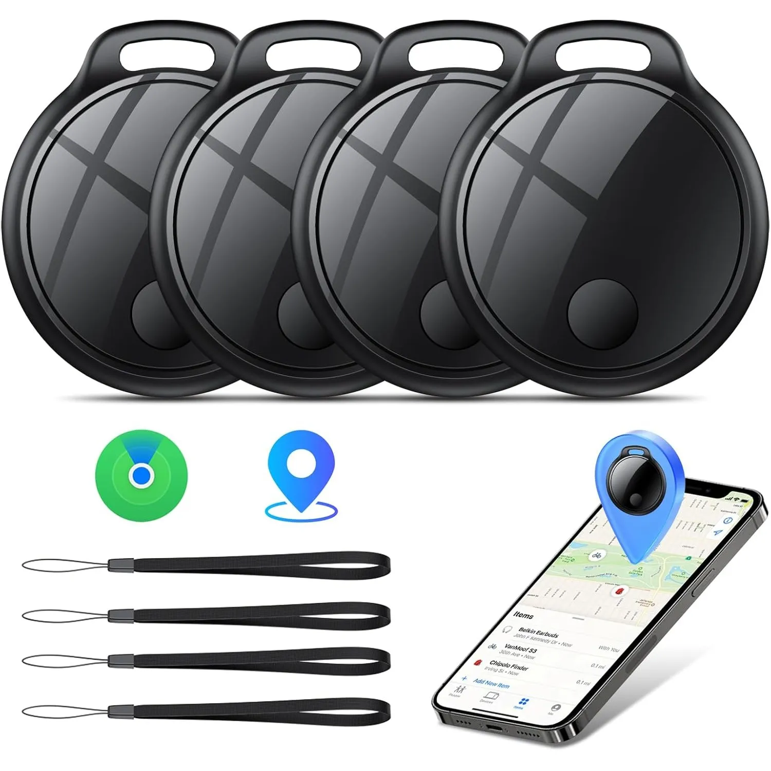 Smart Tracker Tag 4er Pack, Schlüssel Finder Kompatibel mit Apple Find My APP (nur iOS), IP68 wasserdicht, Austauschbar…