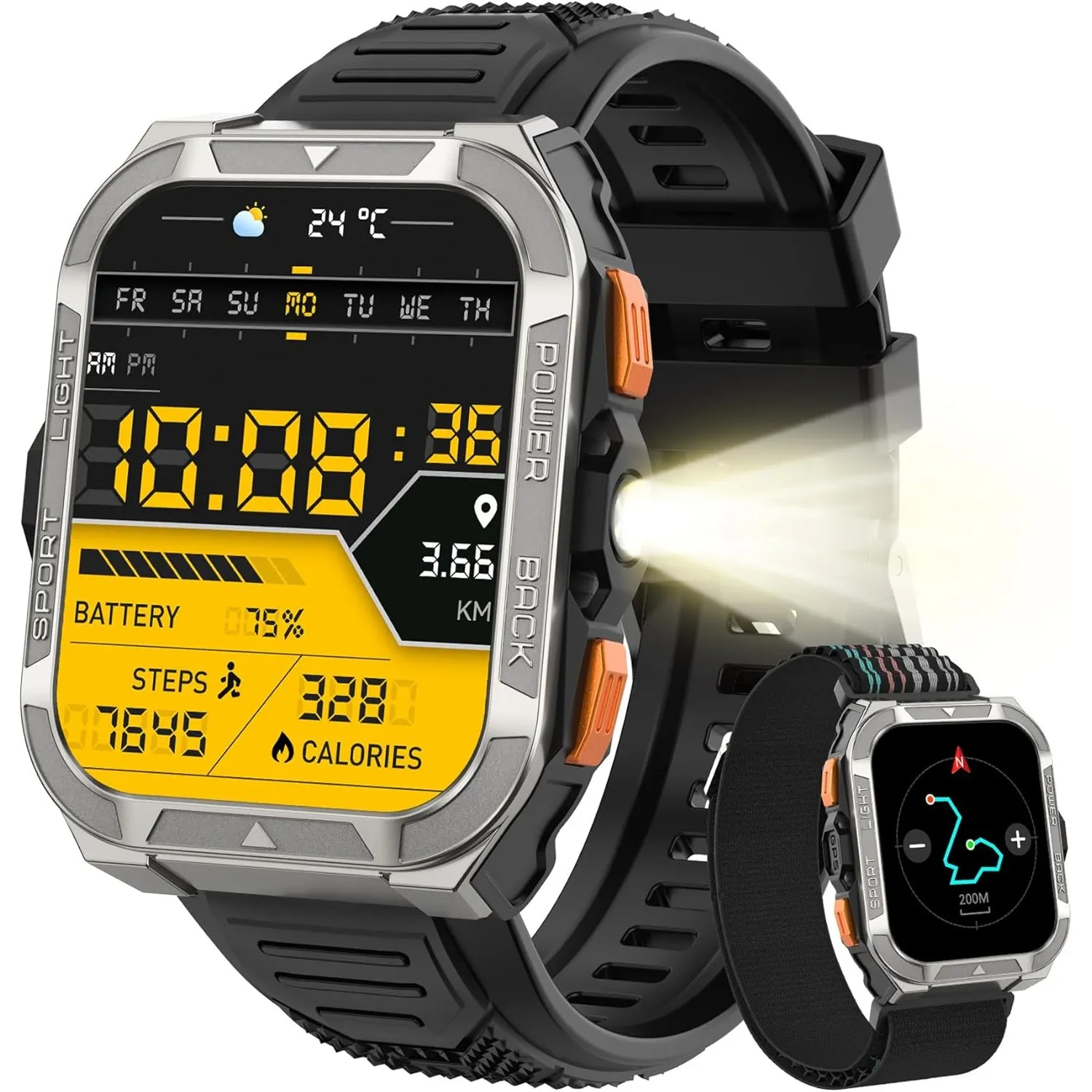 Blackview Smartwatch Herren mit integriertem GPS & Kompass, Bluetooth-Anrufe, 900 mAh Akku, Sportuhr mit Schrittzähler,…
