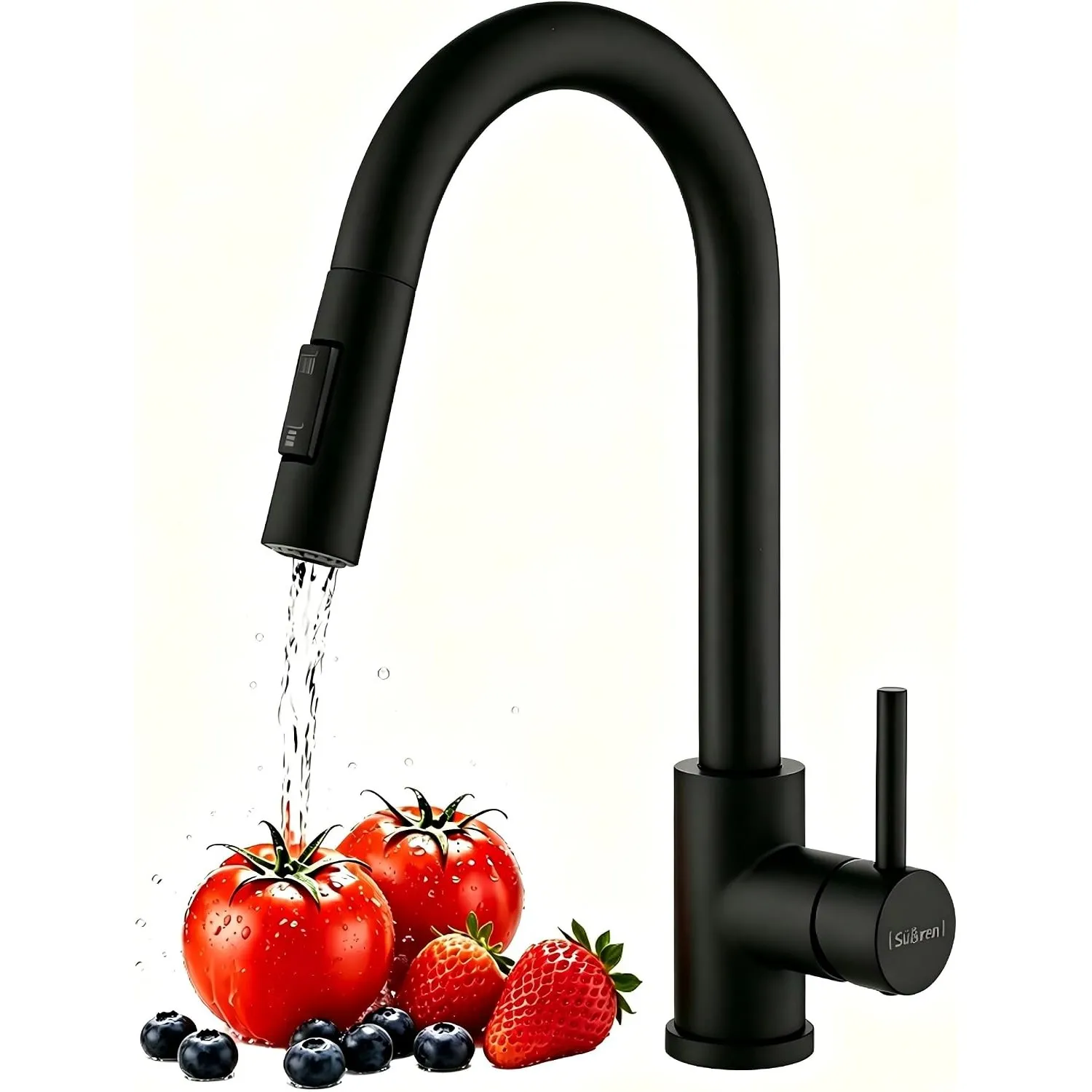 Wasserhahn Küche Schwarz,Hochdruck Küchenarmatur mit Herausziehbarer Brause,Ausziehbar Armatur Küche 360° Drehbar,Zwei …