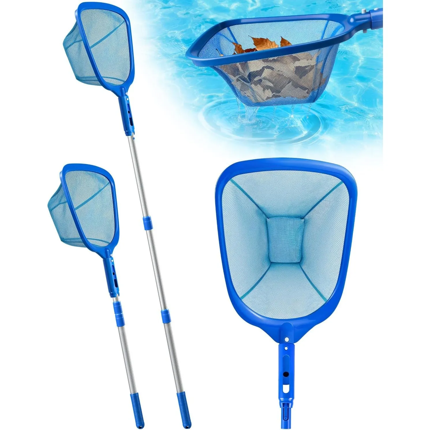 MRUN BONE Pool Kescher Feinmaschig Poolkescher 150 cm Poolnetz mit Teleskopstange Fein Netz für Pool, Schwimmbad, Teich…
