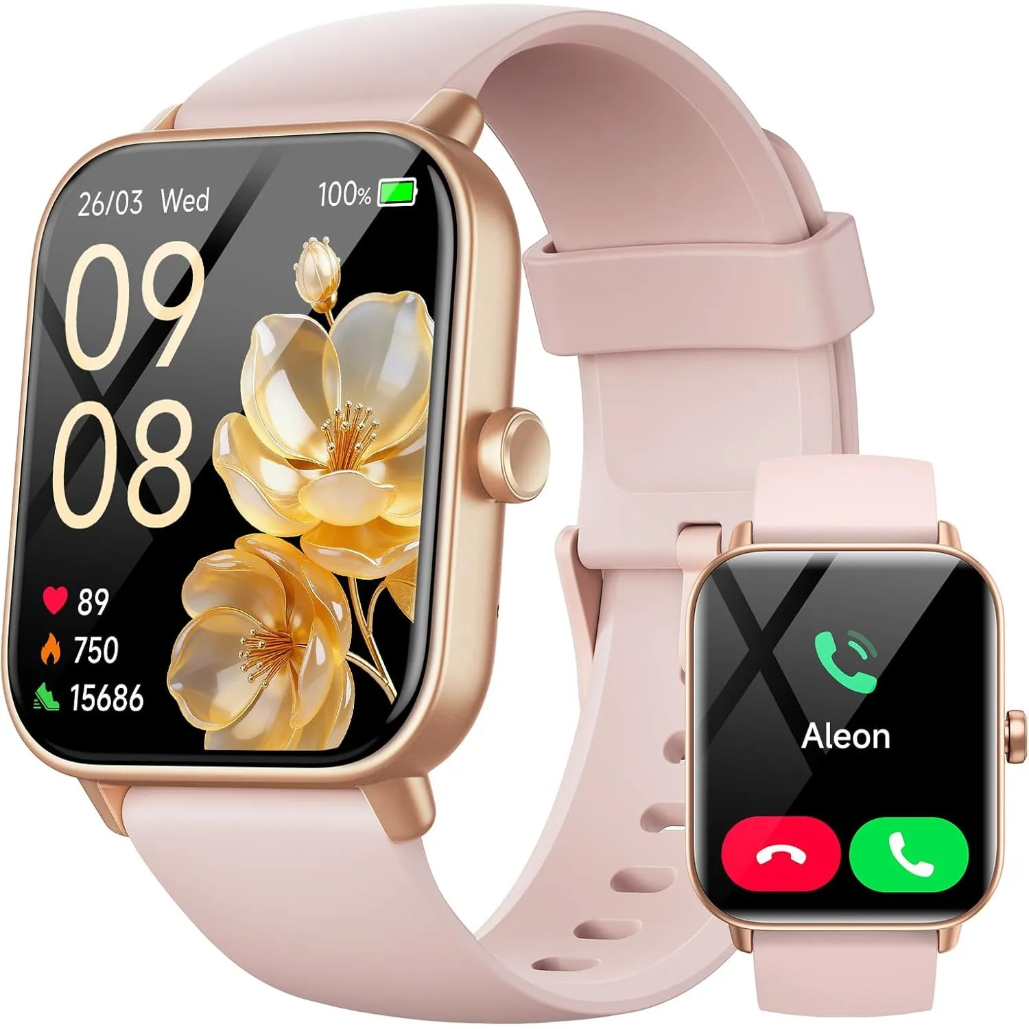 Smartwatch Damen mit Telefonfunktion,1.8" Smart Watch Fitnessuhr mit Whatsapp und Alexa,Herzfrequenz Schlafmonitor,120+…
