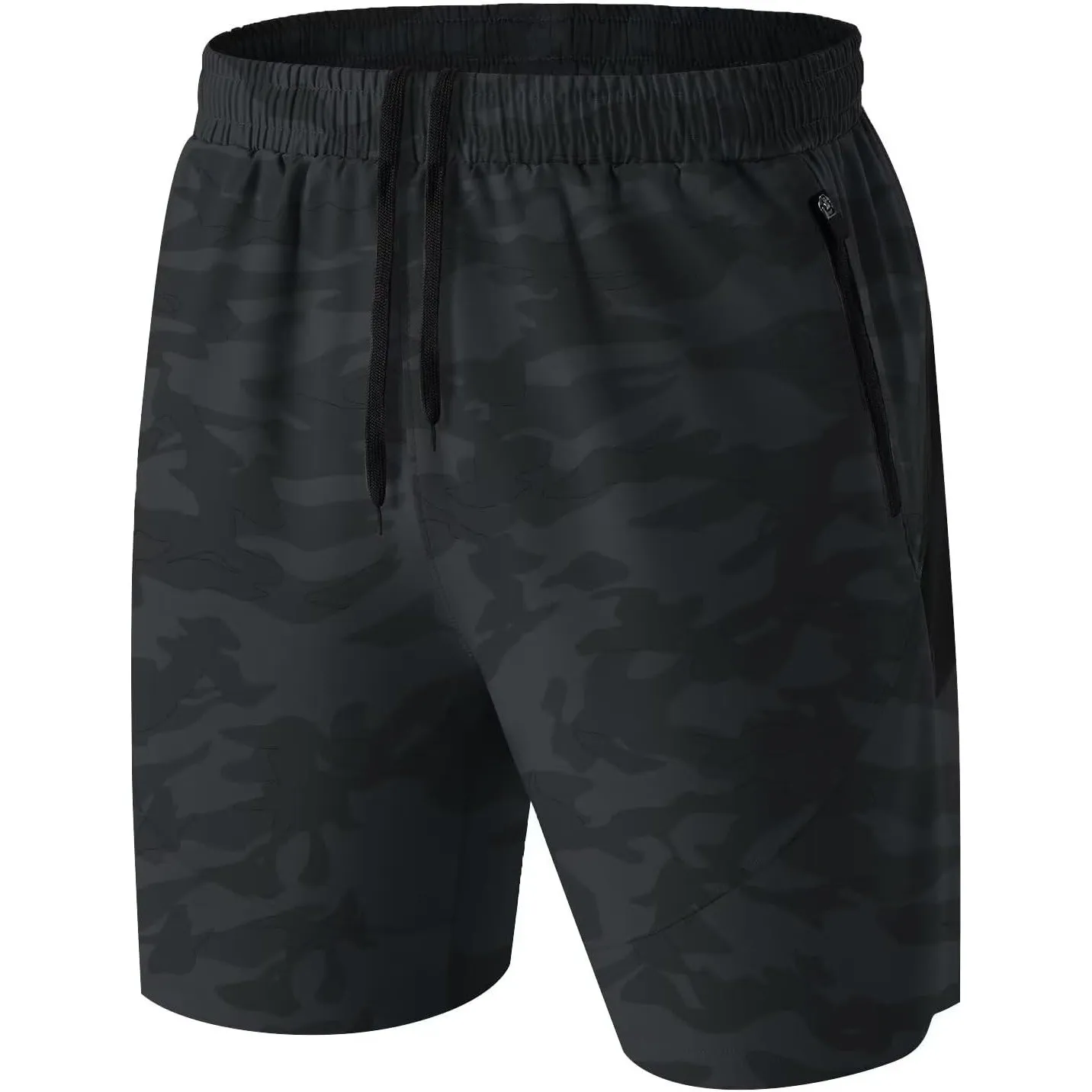 HMIYA Herren-Sport-Shorts, schnelltrocknend, mit Reißverschlusstaschen für Workout, Laufen, Training