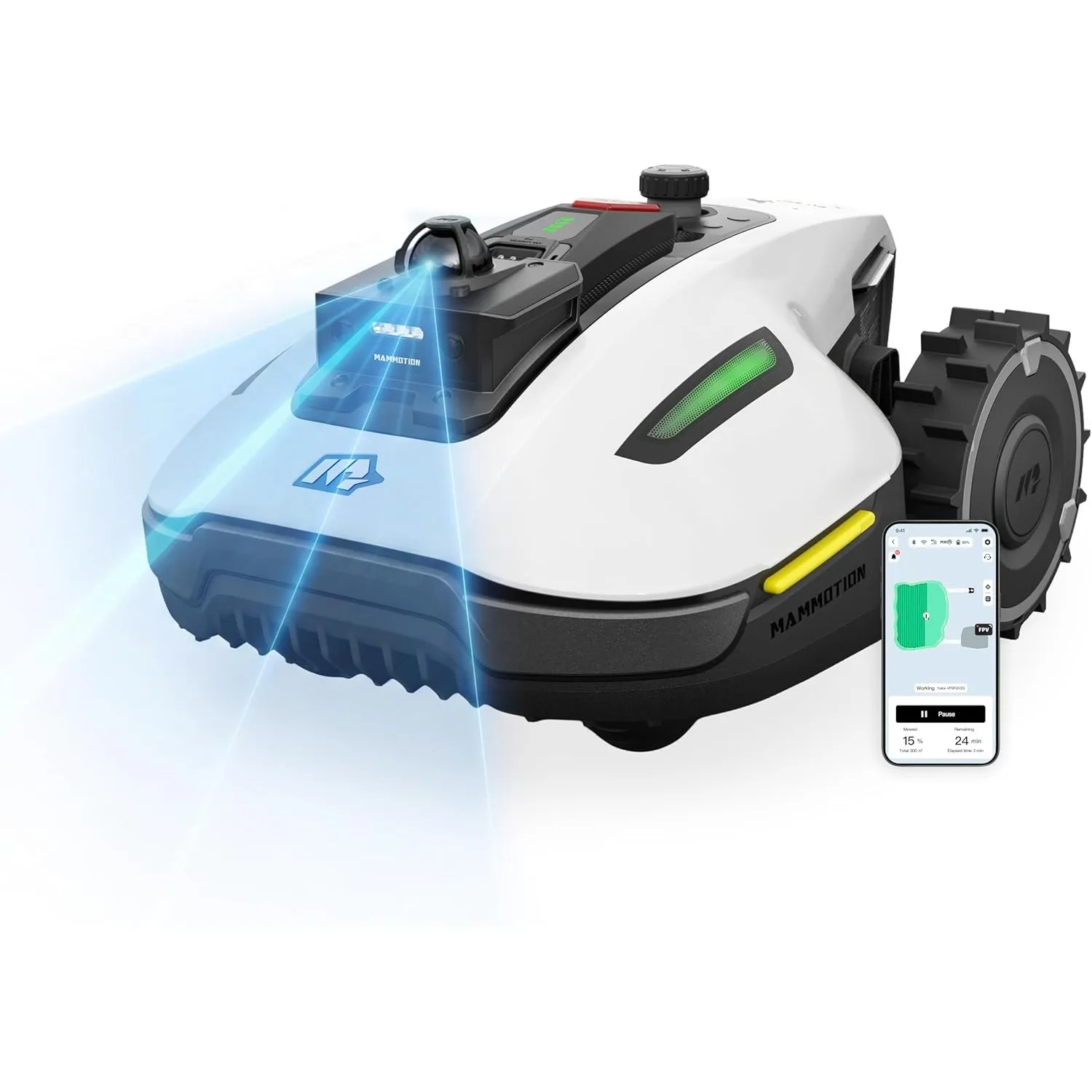 MAMMOTION YUKA mini 2 800 LiDAR Mähroboter ohne Begrenzungskabel für 800m², ohne RTK, 360°3D LiDAR+ KI-Vision,Große RWD…