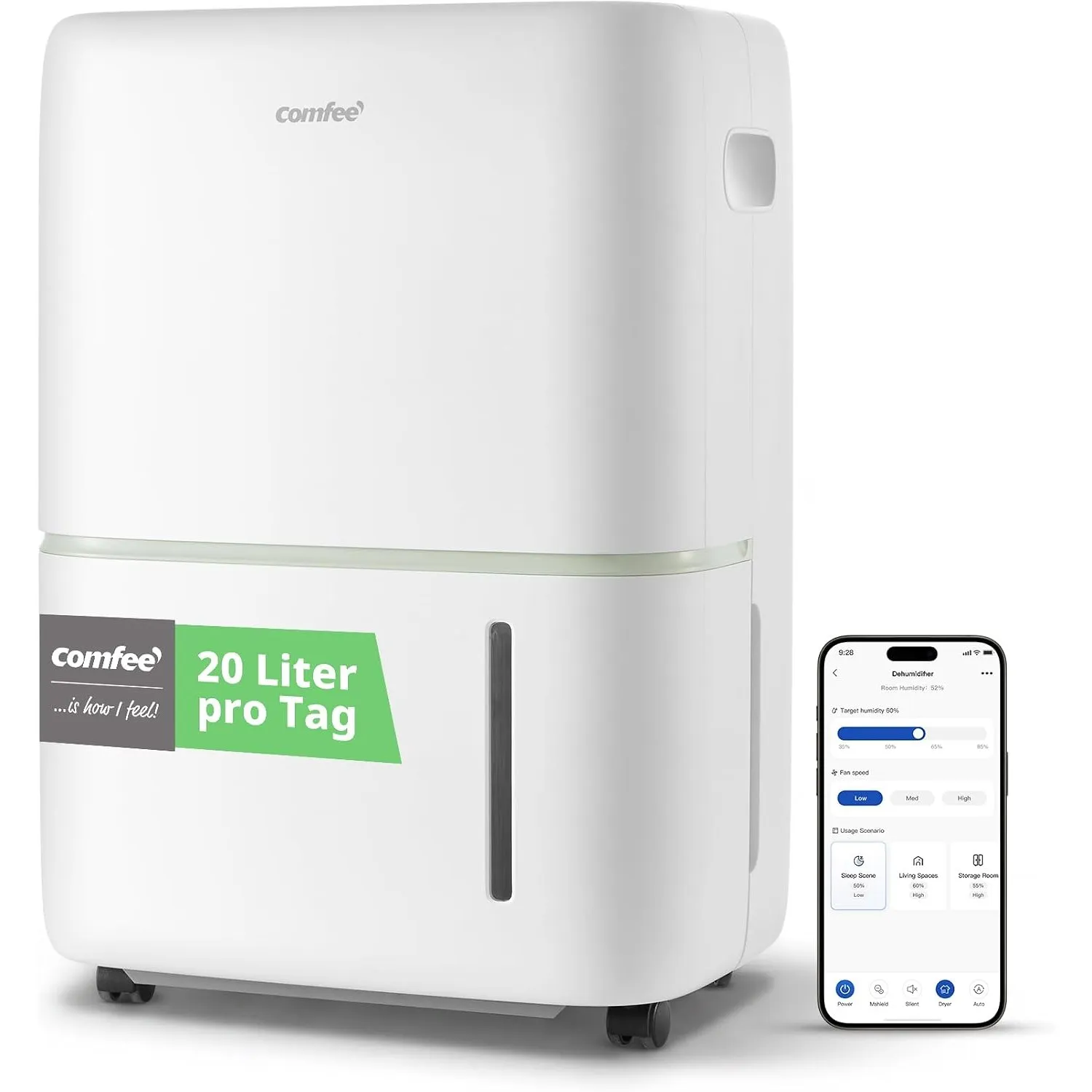 Comfee Luftentfeuchter 20L/24h,Raumgröße ca.100m³(40m²),APP-fähig,Smart modu,Timer 24H,Wassertank 5L,Gegen Feuchtigkeit…
