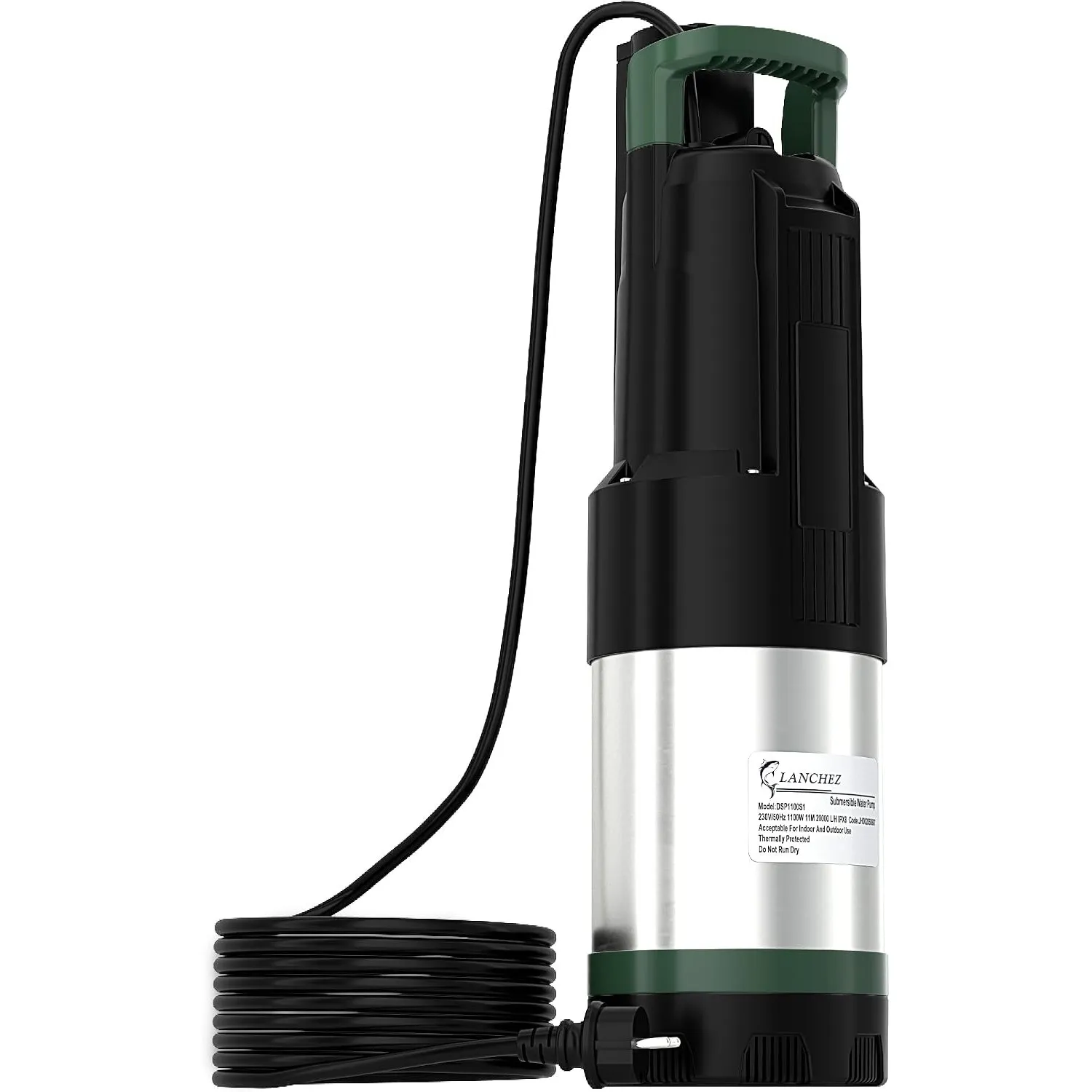 LANCHEZ 1100W Tauchdruckpumpe 6300 l/h, Max. Förderhöhe 47 m
