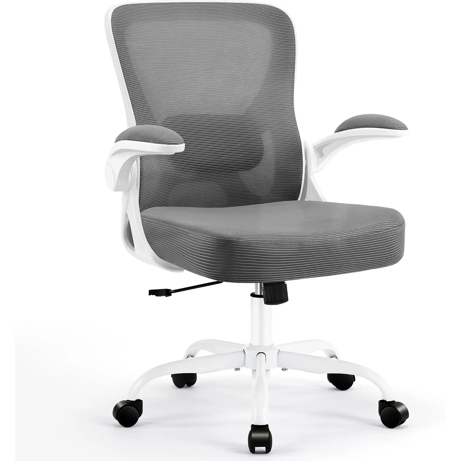 Ergonomischer Bürostuhl mit hochklappbaren Armlehnen, Grau