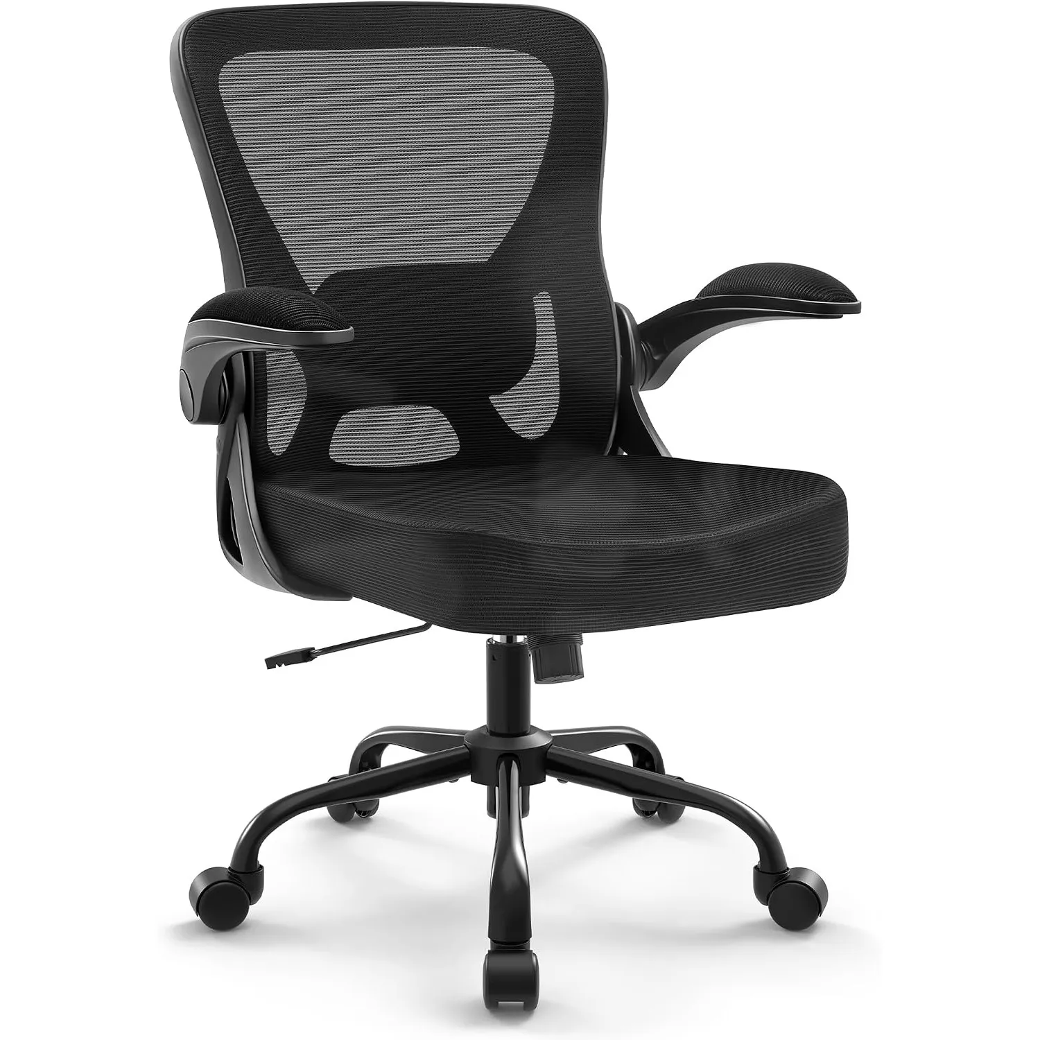 Ergonomischer Bürostuhl mit hochklappbaren Armlehnen, Schwarz