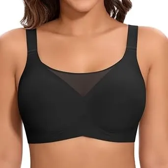 Jiuday BH Damen ohne Bügel Große Brüste Starker Halt Soft Jelly Bra Bügelloser Push Up Seitenträger BH Nahtloser Bequem…