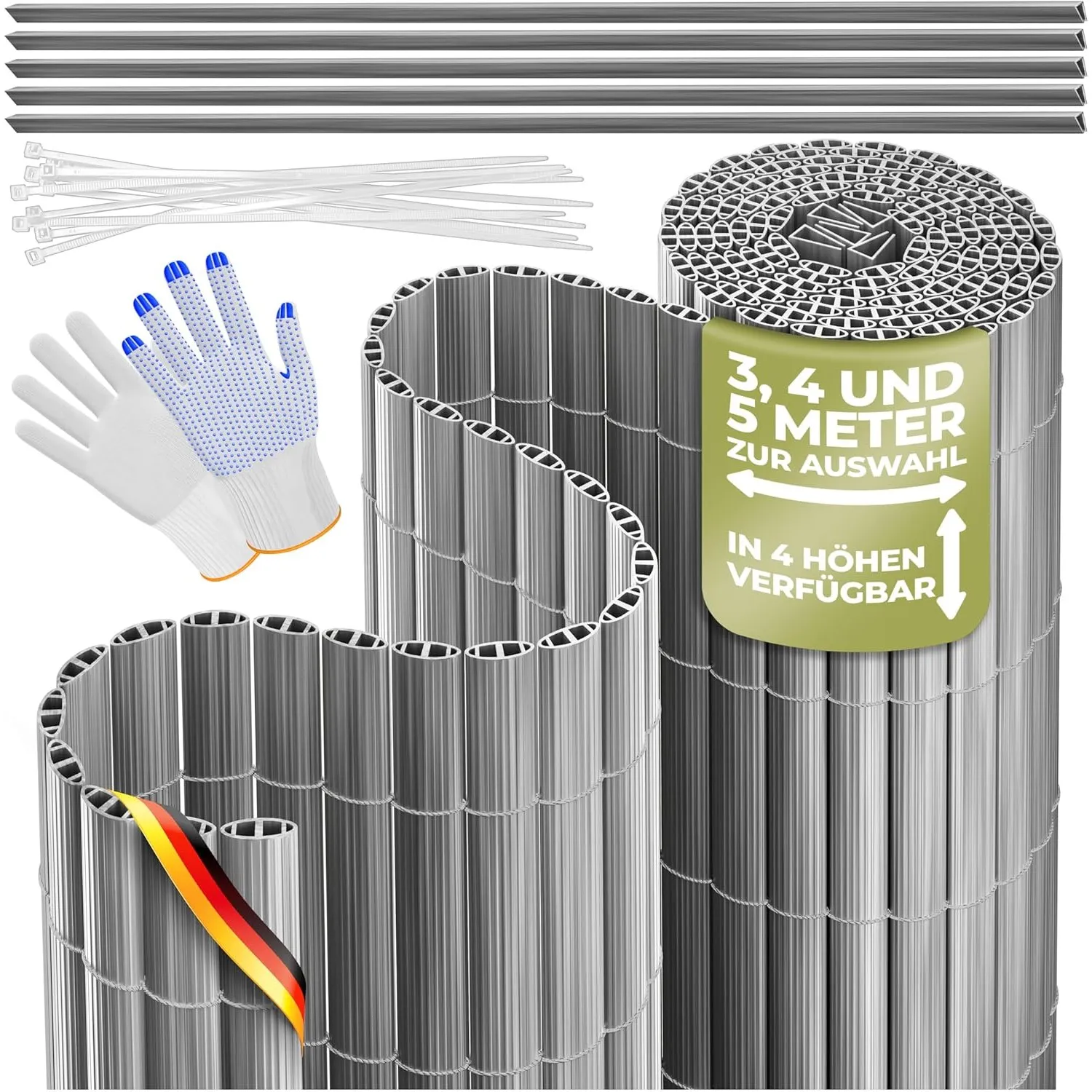 KESSER® PVC Sichtschutzmatte Sichtschutzzaun 120x500cm Balkonverkleidung Windschutz verstärkte Lamellen für Garten Balk…