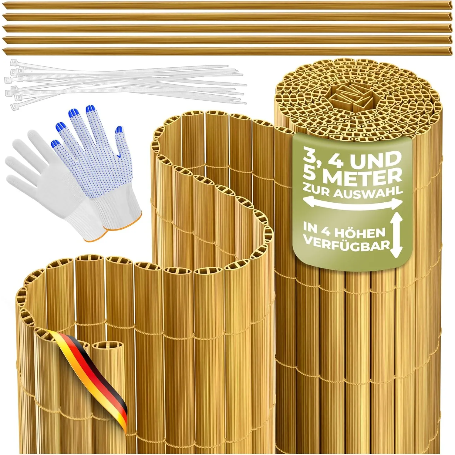 KESSER® PVC Sichtschutzmatte Sichtschutzzaun 160x400cm Balkonverkleidung Windschutz verstärkte Lamellen für Garten Balk…