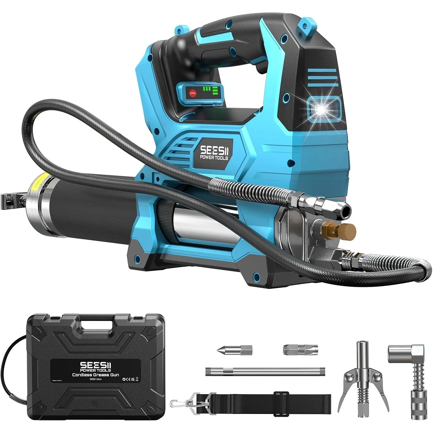Seesii 12000PSI Akku Fettpresse kompatibel mit Makita 18V Akku (ohne Akku)