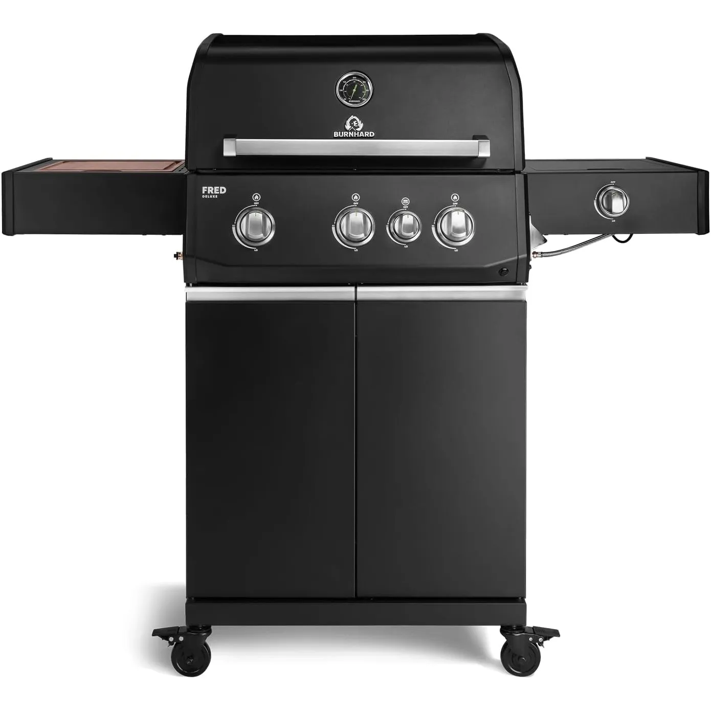 BURNHARD® FRED Deluxe Gasgrill 3-Brenner, Edelstahlrost, Schwarz-Matt