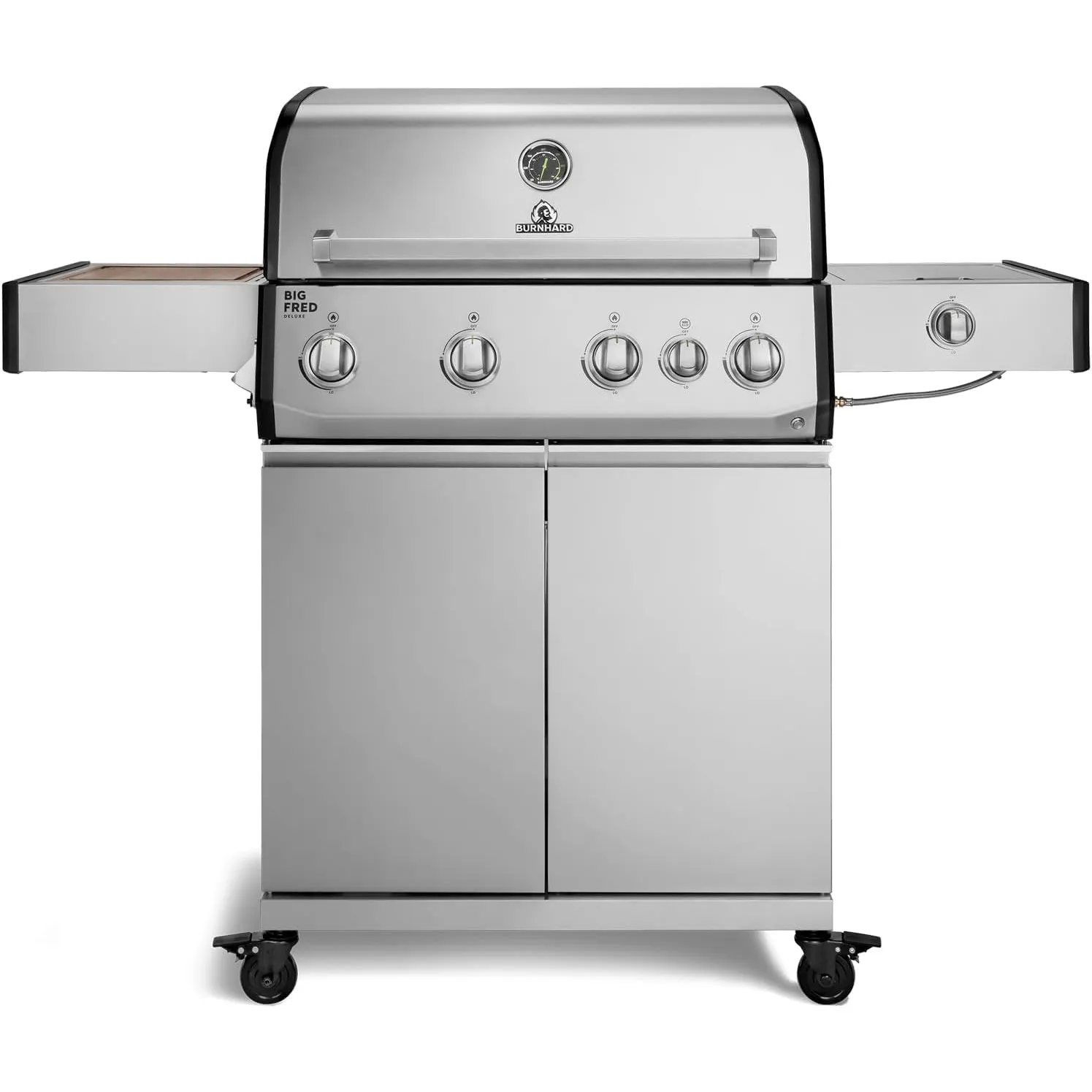 BURNHARD® Gasgrill 4-Brenner, 21,2 kW Gesamtleistung | Infrarot-Keramikbrenner, Seitenkochfeld, Edelstahl, Edelstahlros…