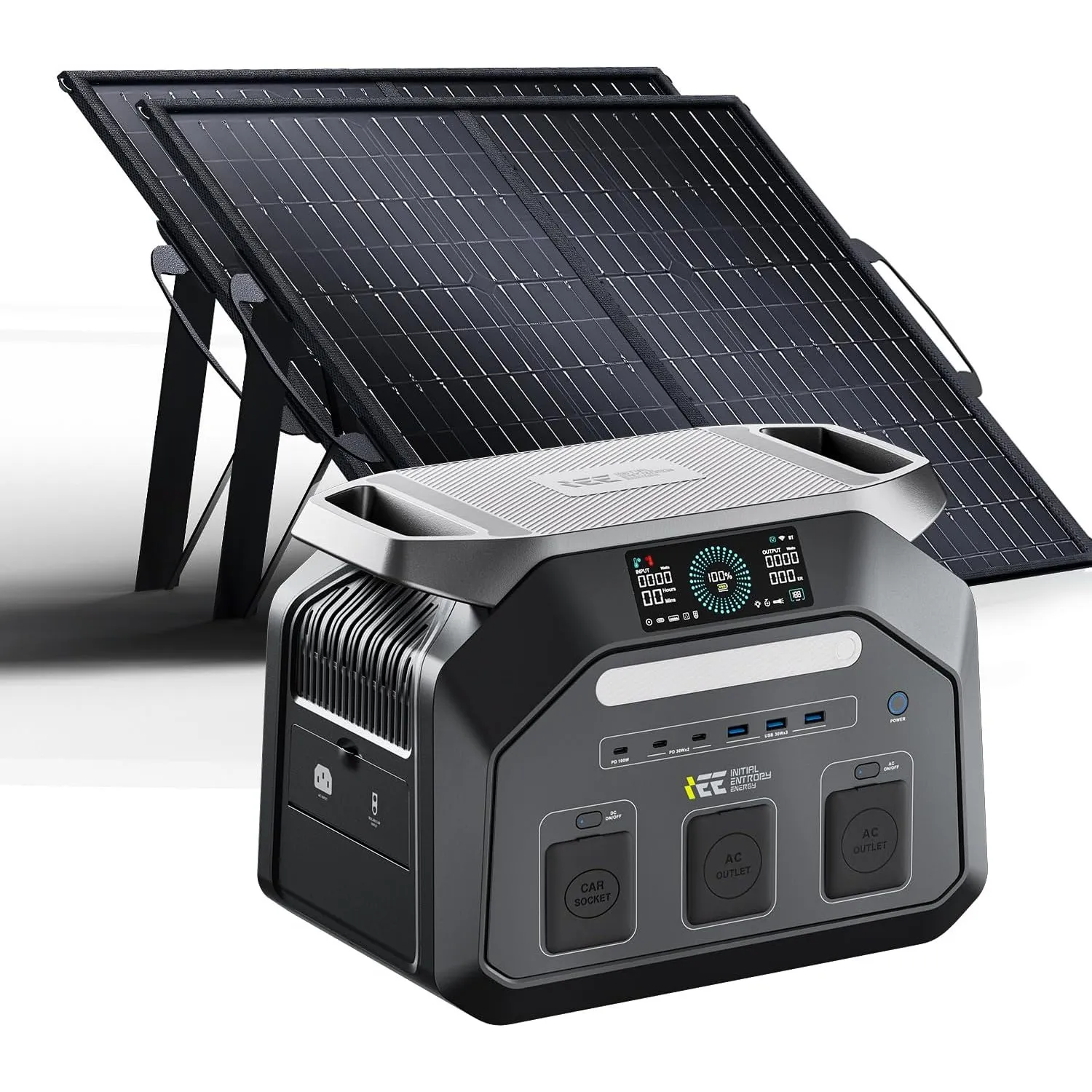 IEE P1800 Tragbare Powerstation 1800W/1024Wh LiFePO4 mit 2x100W Solarpanel | Solargenerator, 0–80% in 45 Min.Laden, 11 …
