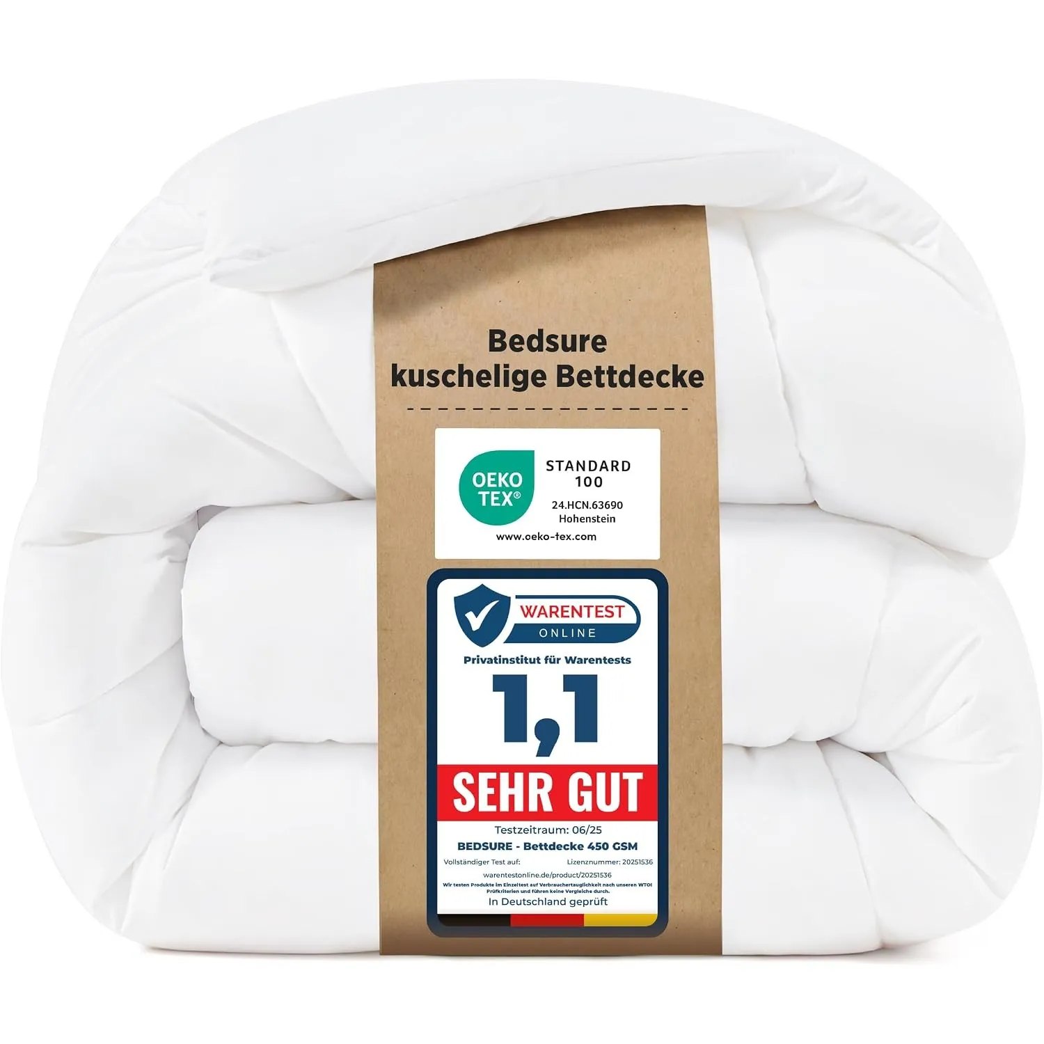 BEDSURE Bettdecke 240x260 Winterdecke 450gsm - Warm Winterdecke, Weiß