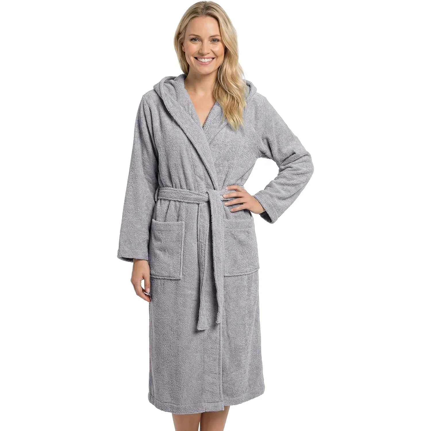 LAYNENBURG Bademantel Damen Frottee aus 100% Baumwolle – OEKO TEX Standard – weicher Morgenmantel langmit Kapuze, Binde…