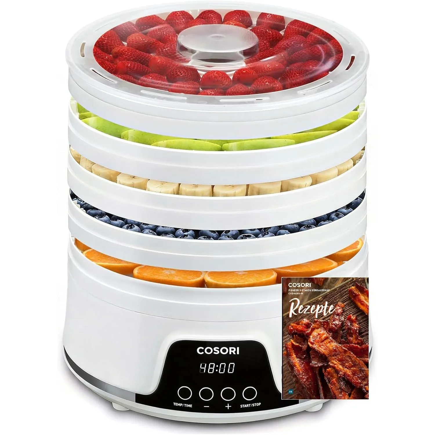 Cosori Dörrautomat, Food Dehydrator, 5 Tabletts, 350W, Weiß