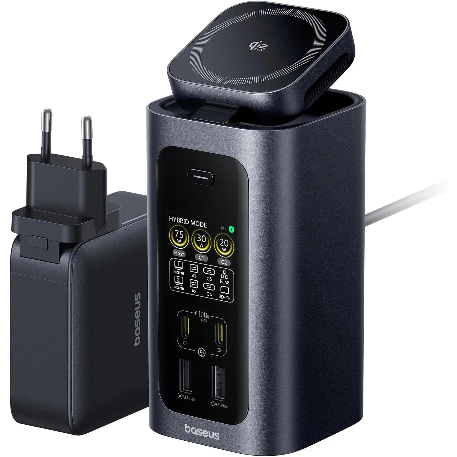 Baseus Spacemate RD1 Pro 15-in-1 Docking Station 2 Monitore für Win | 180W GaN-Netzteil, 160W Max Output 4 Geräte, 25W …