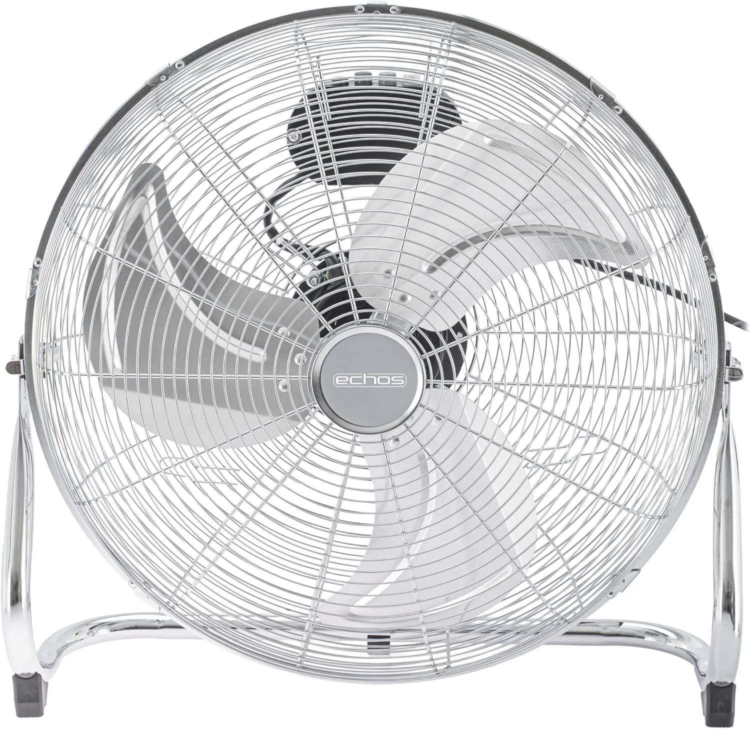 Echos® Metal Floor Fan 46 cm - 100 W High Performance Fan Quiet, 3 Levels, 90° Tilt, Industrial Fan with Strong Air Flo…