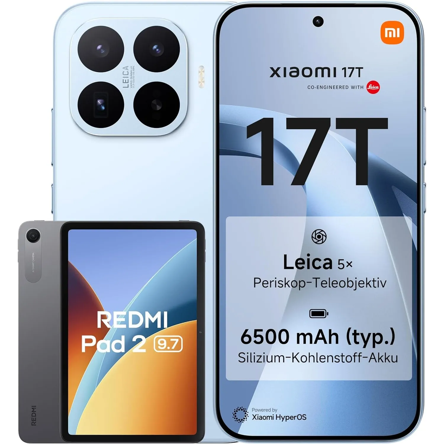 XIAOMI 17T 12+512G Blau Bundle Redmi Pad 2 9.7 4+64GB Gray