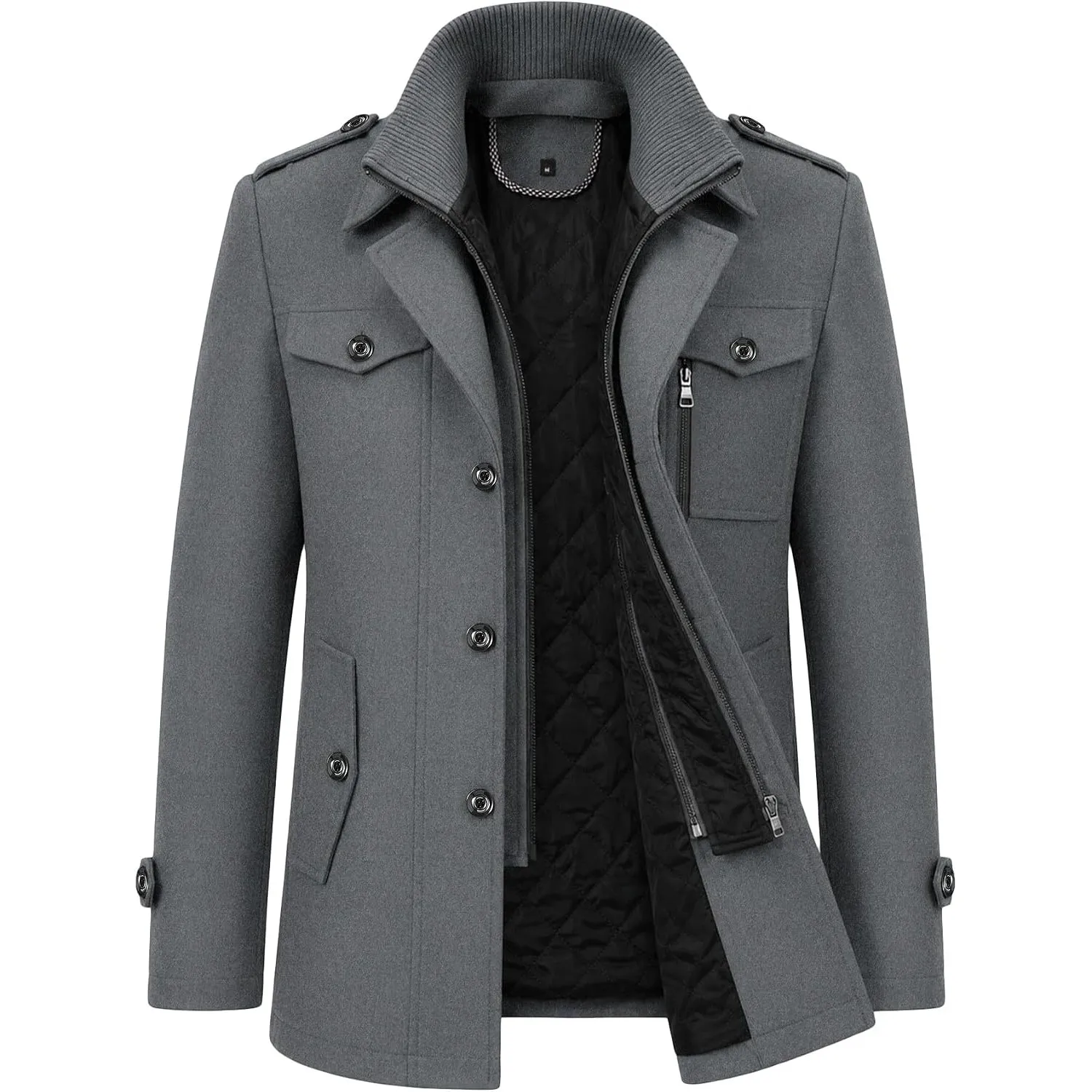 YOUTHUP Herren Wintermantel Wolle Kurz Winterjacke für Business Freizeit