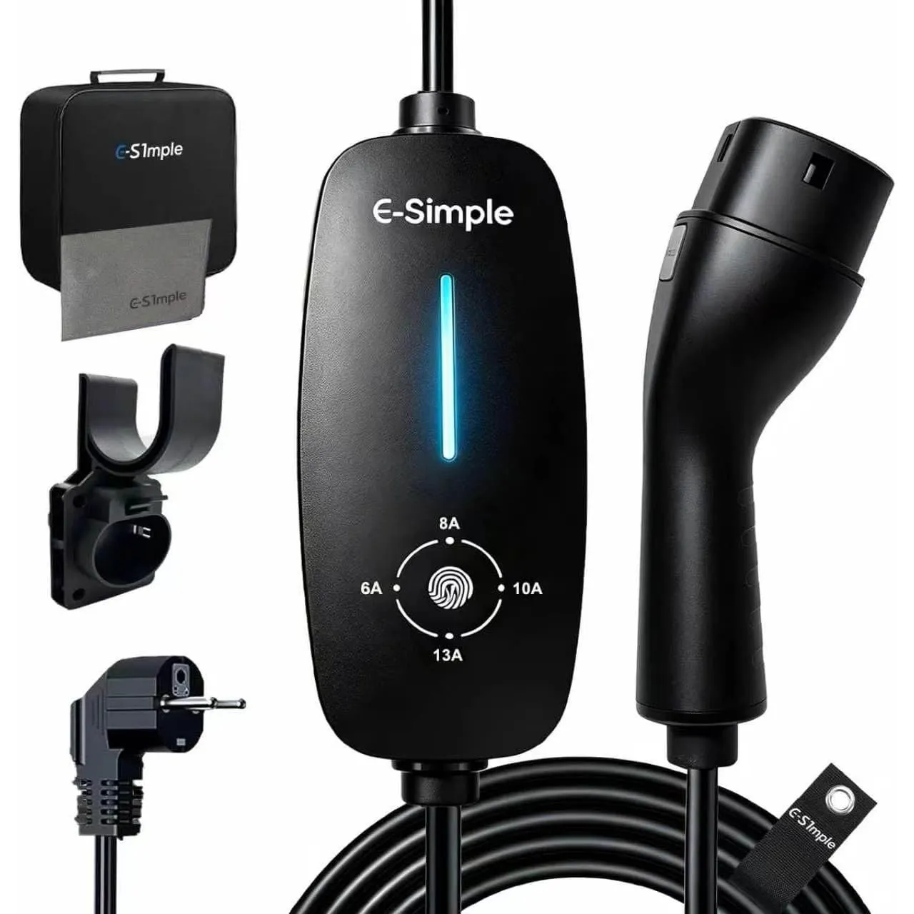 Typ 2 Ladekabel Schuko, 5M, 3KW, 6-13A, EV Ladegerät mit Schuko Stecker 16A