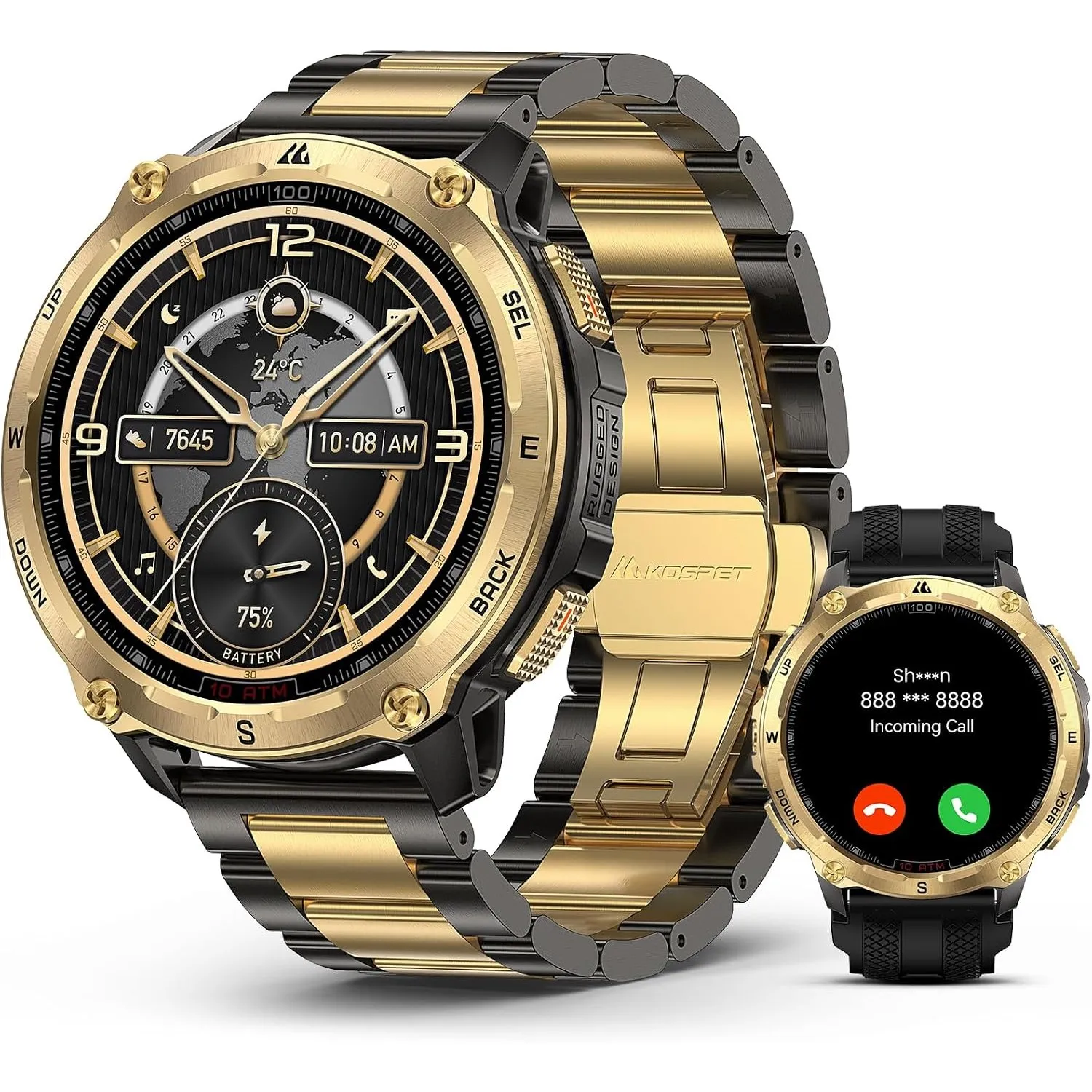 KOSPET Tank T4 Special Edition Robuste Smartwatch Herren|Dualband-GPS | 2 Armbänder, 1,43" AMOLED, Offline-Karten, Edel…