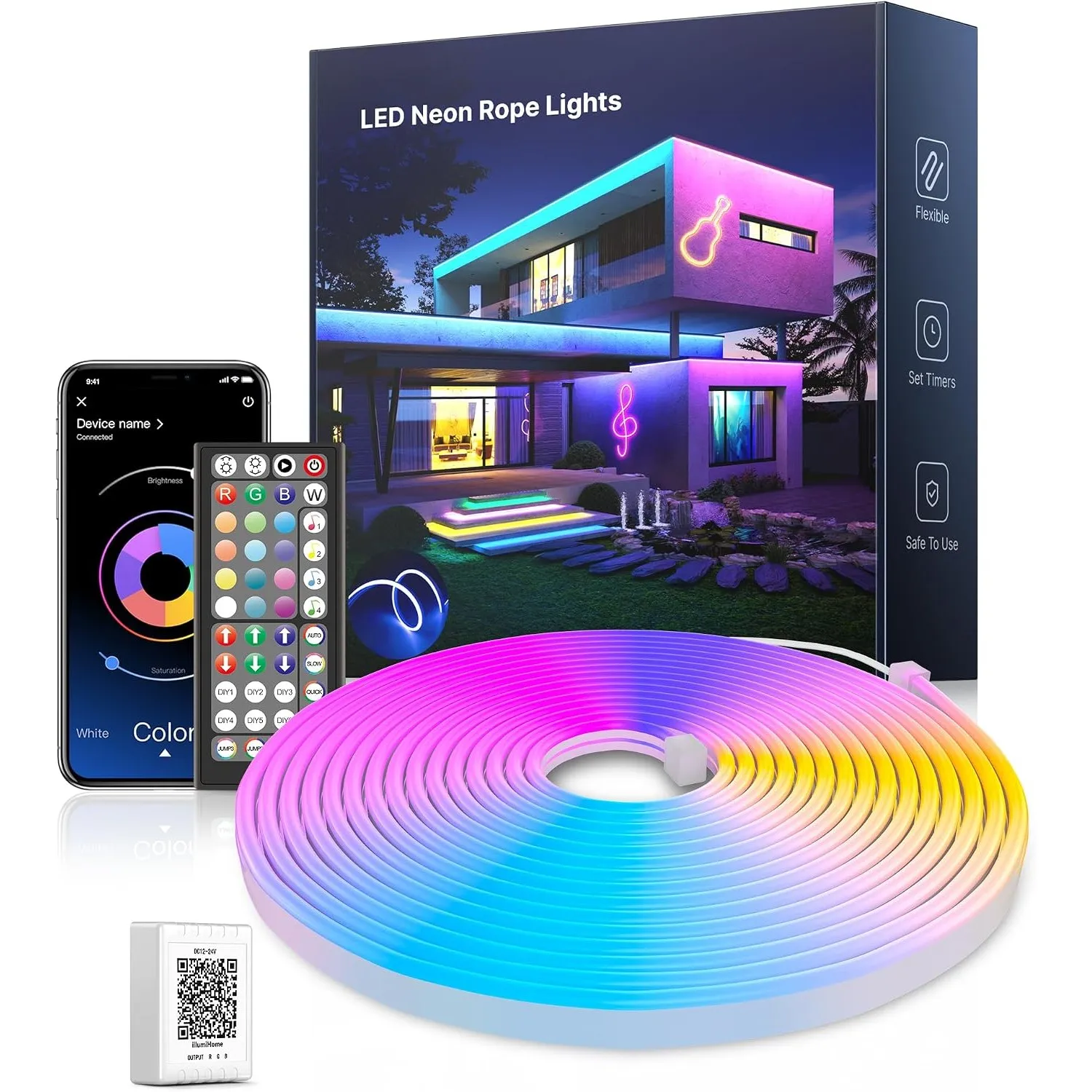 Macchiatto Neon LED Streifen 15m, Neon Flex RGB LED Strip, IP65 Wasserdicht für Außen und Innen, App & Fernbedienung St…