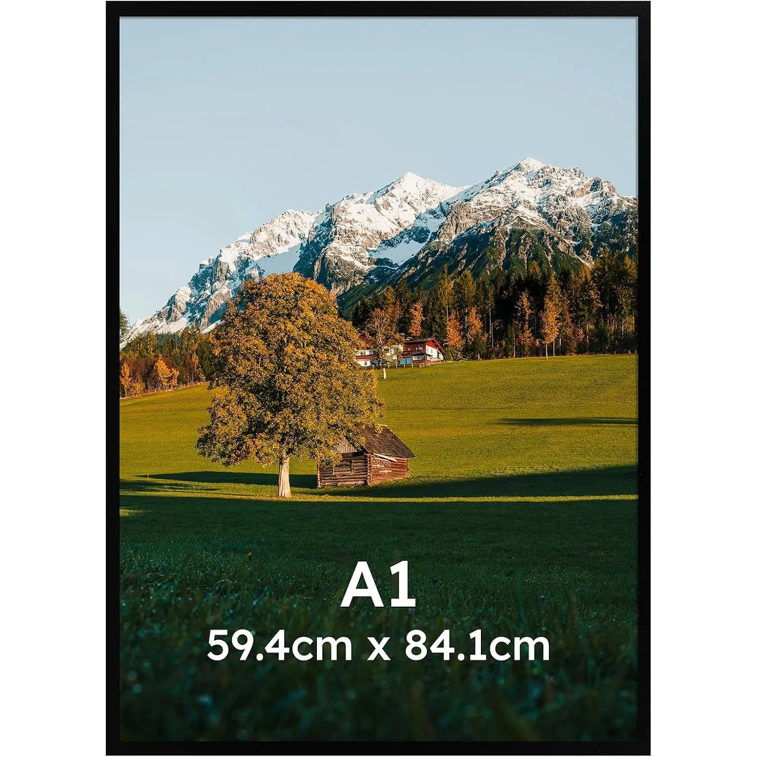 Bilderrahmen A1 1 Stück schwarzer Fotorahmen, geeignet für 59,4 x 84,1 cm Fotos, Poster und Kunstwerke, passend zur Wan…