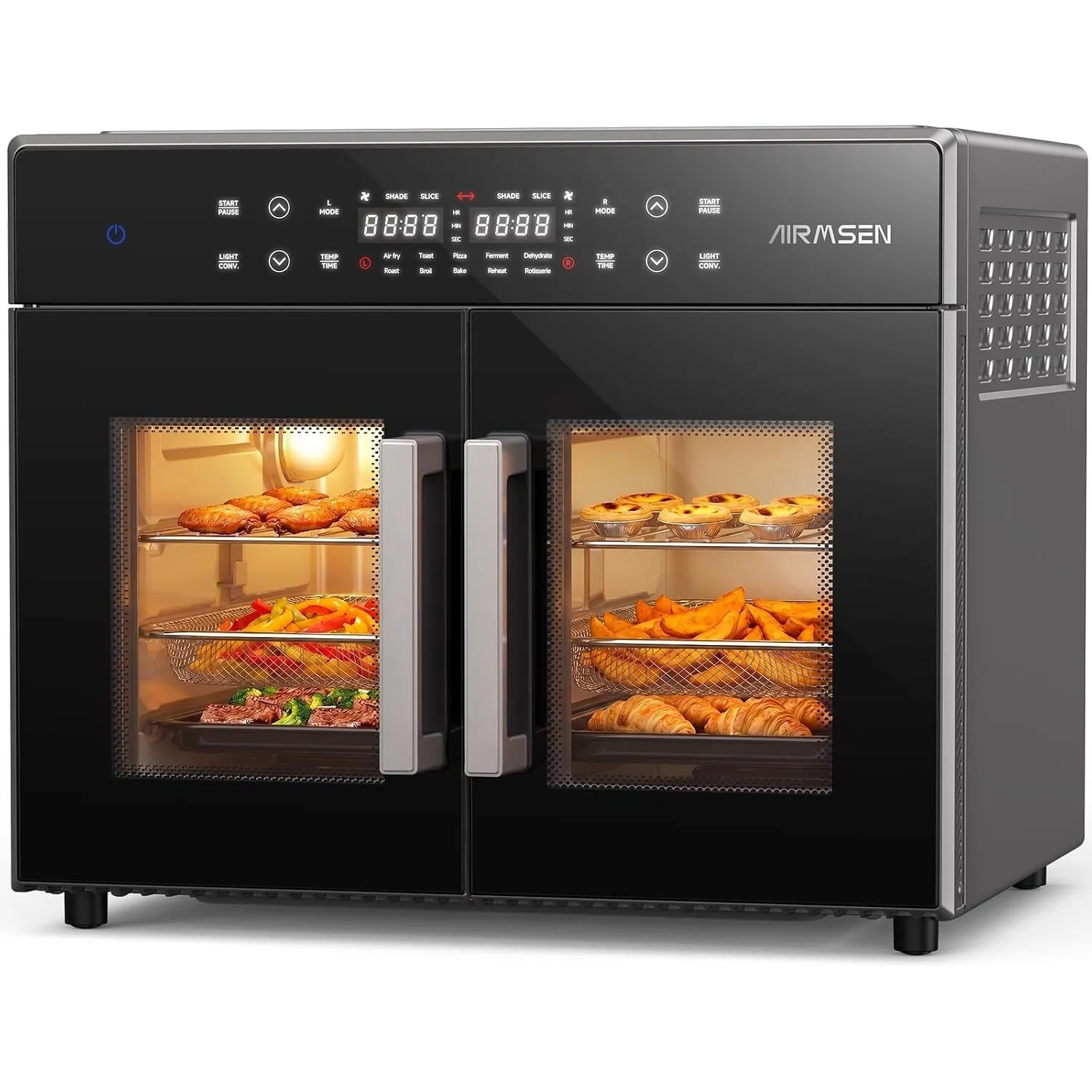 AIRMSEN 10-in-1 Doppeltür Heißluftfritteuse Backofen, 30L XL